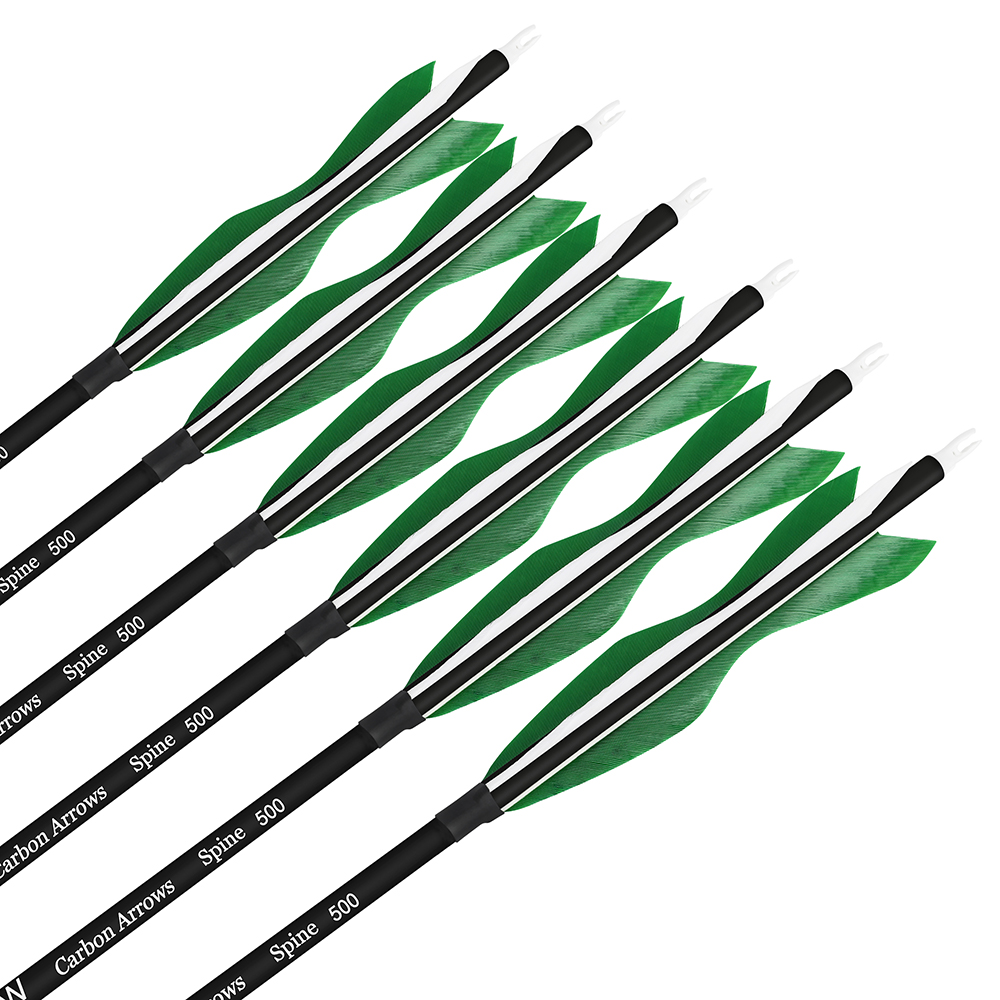 SHARROW Archery Carbon Arrows with 5" Fearher Spine 500