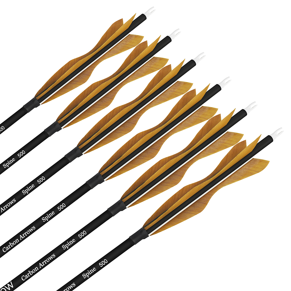 SHARROW Archery Carbon Arrows with 5" Fearher Spine 500