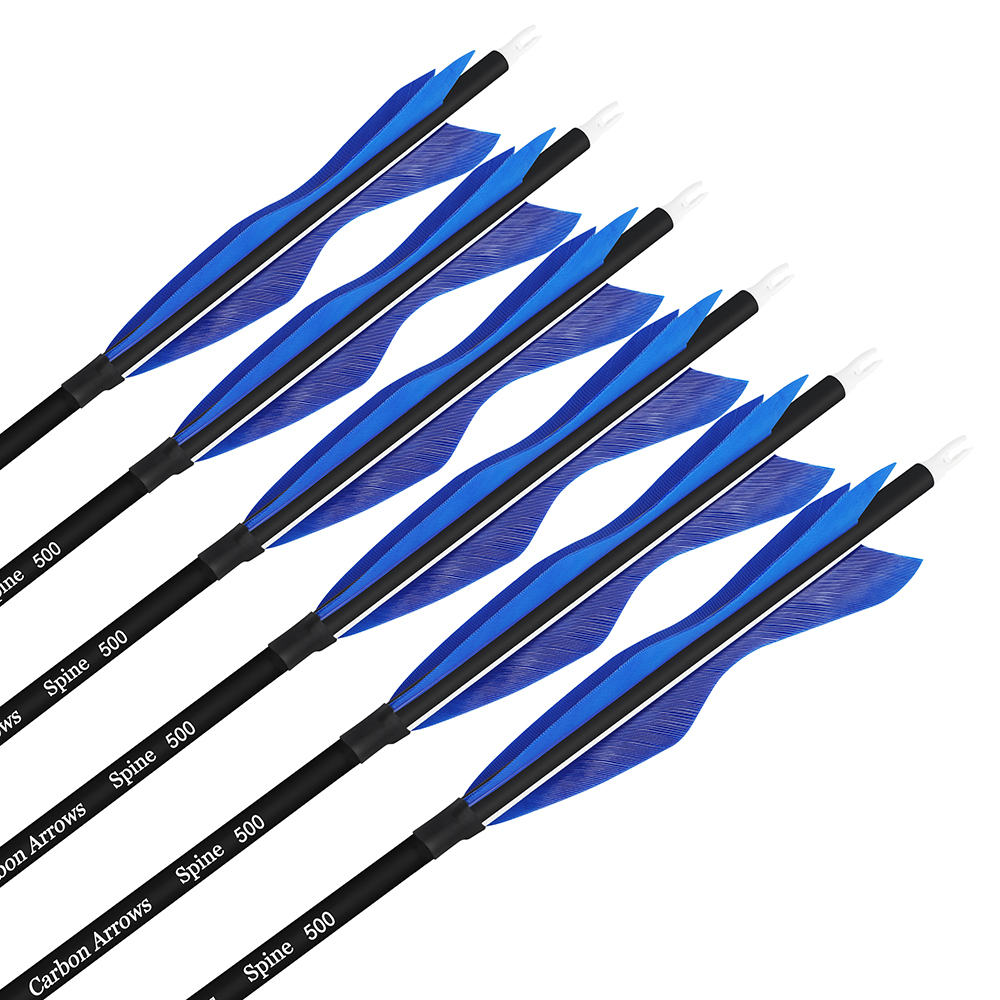 SHARROW Archery Carbon Arrows with 5" Fearher Spine 500