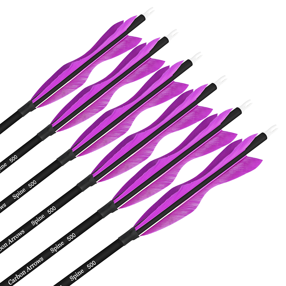 SHARROW Archery Carbon Arrows with 5" Fearher Spine 500