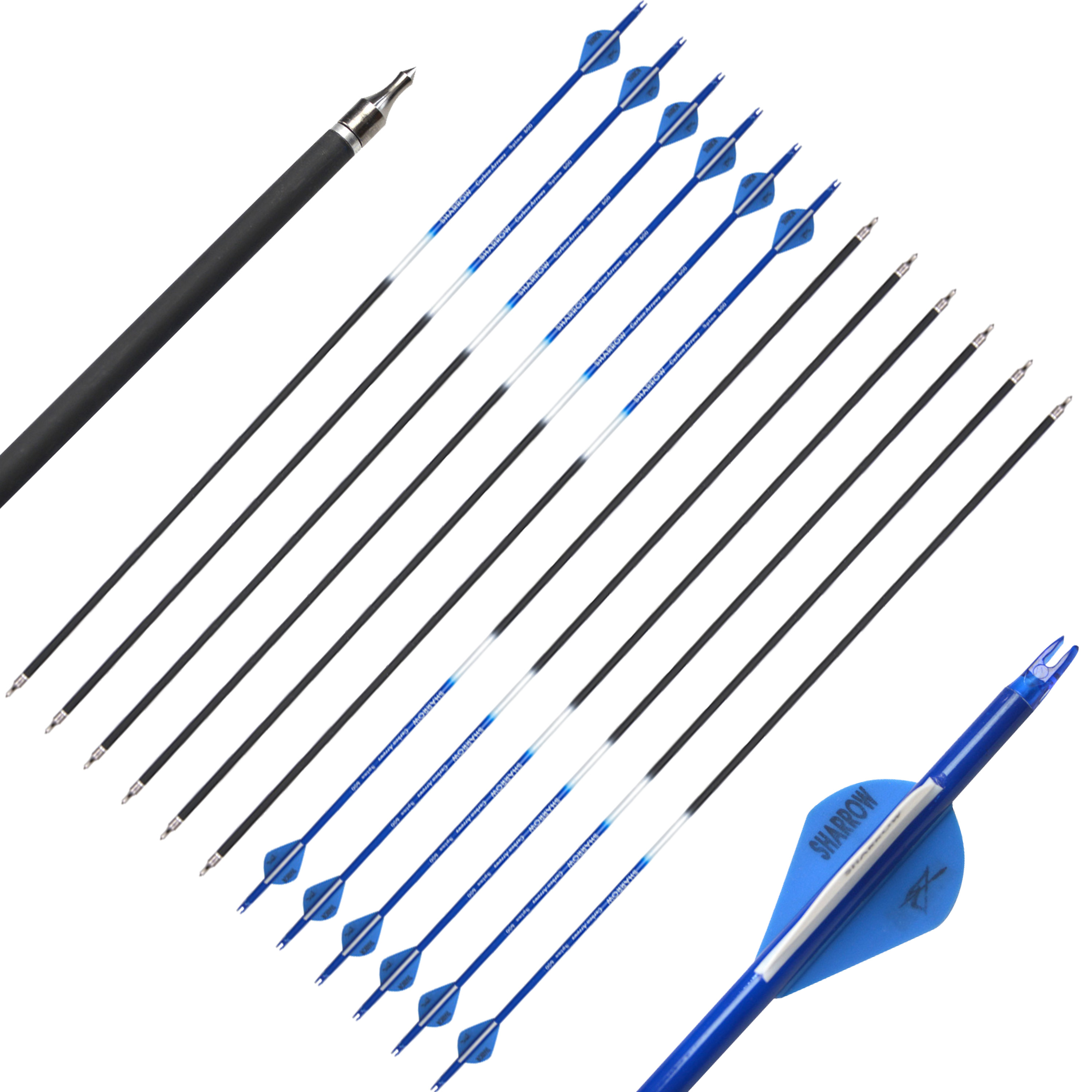 SHARROW Colorful Carbon Arrows for Recurve Spine 500