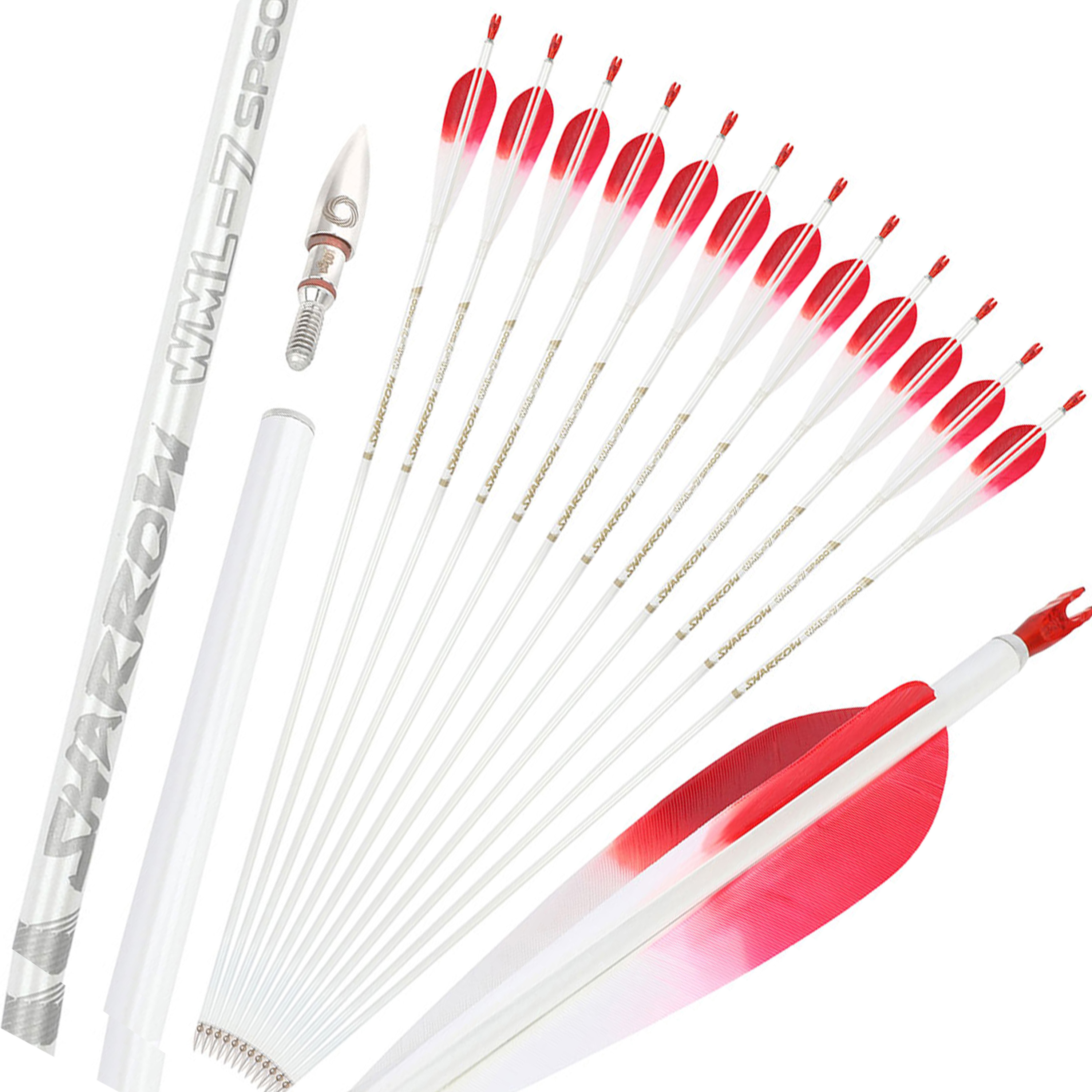 SHARROW WML 32" Target Feather Carbon Arrow SP 400-800 (12 Pack)