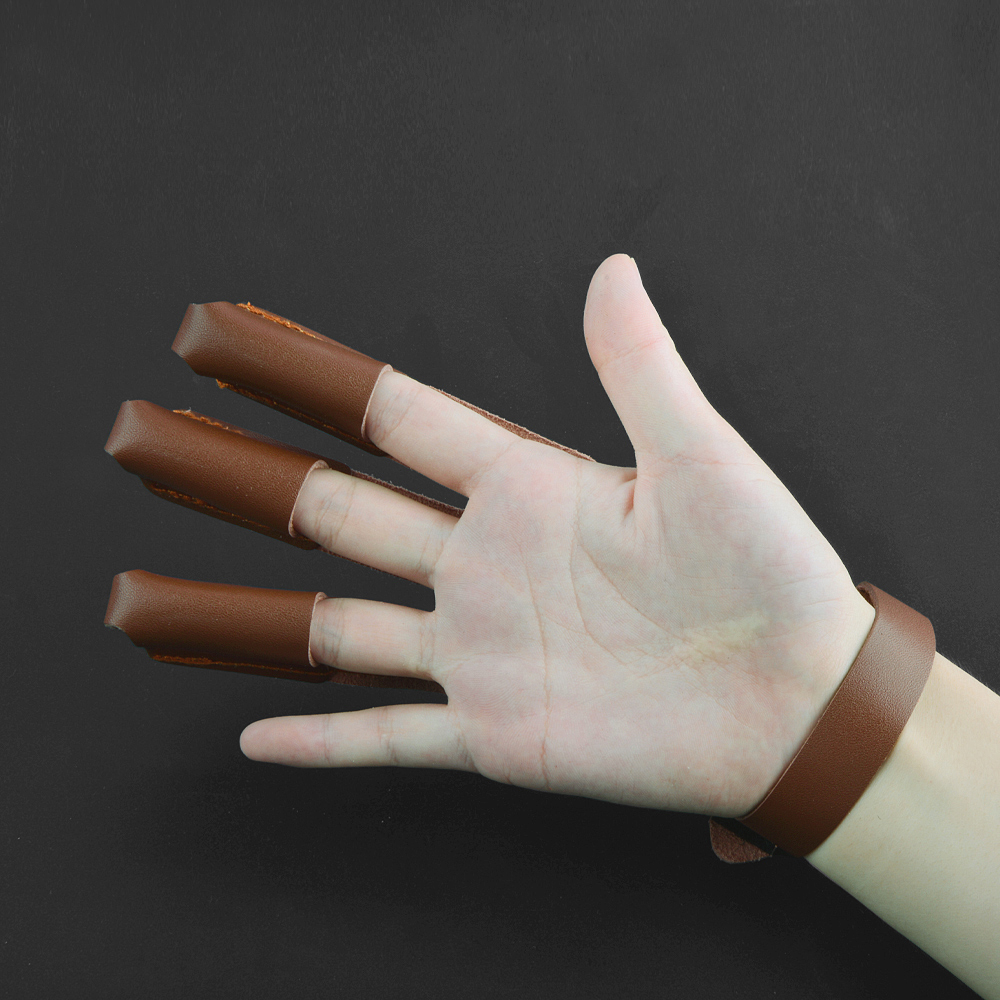 Traditional Three Finger Leather Archery Shooting Gloves RH/LH