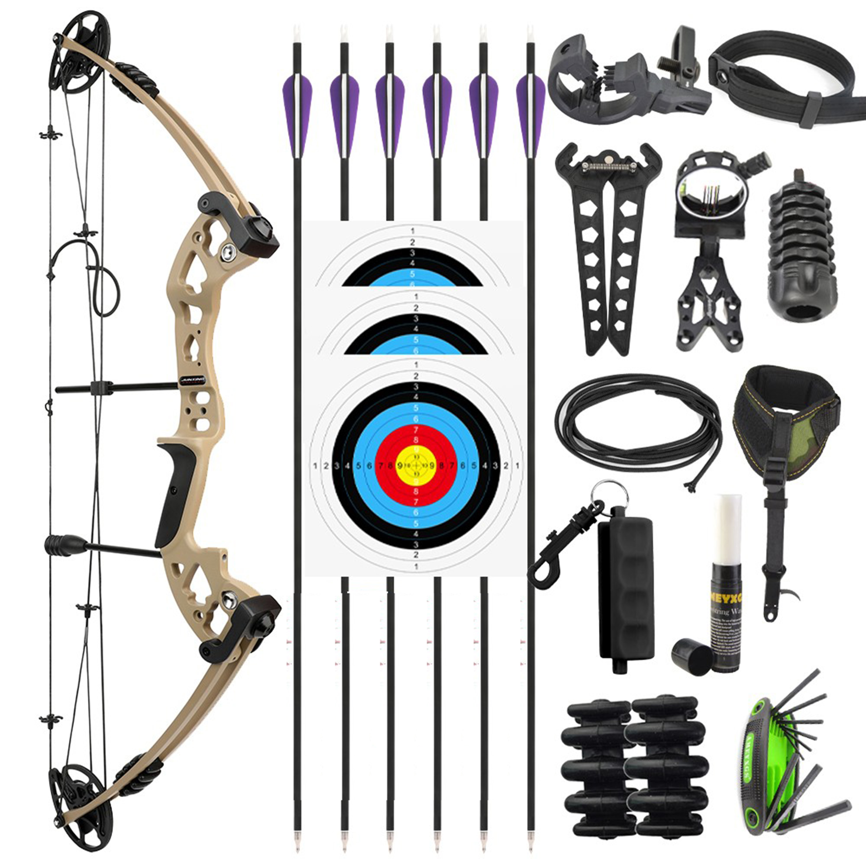 US JUNXING Compound Bow Archery Hunting Bow 30-55lbs RH/LH