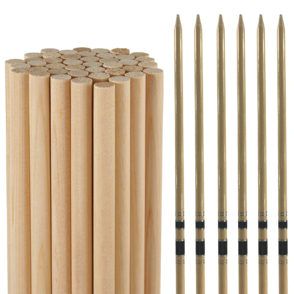 8mm Wooden Arrow Shafts for Traditional Archery (12 Pack)