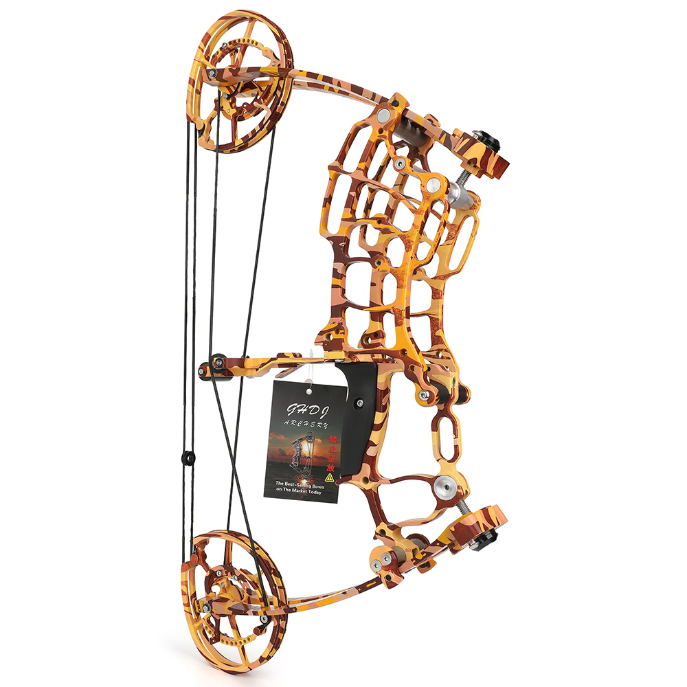 JUNXING Yellow Camo Dual Use Compound Bow 30-70lbs Hunting Bowfishing Set