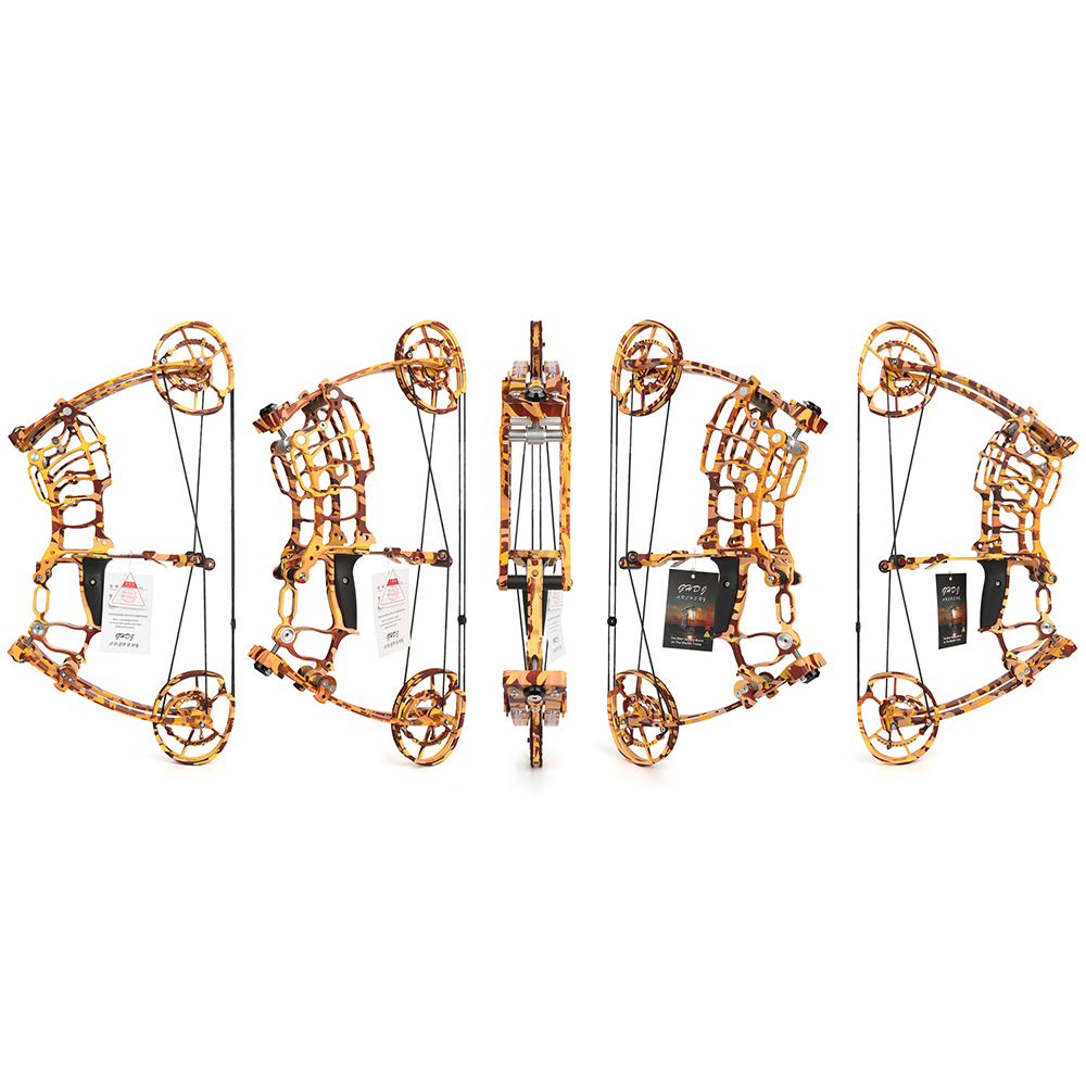 JUNXING Yellow Camo Dual Use Compound Bow 30-70lbs Hunting Bowfishing Set