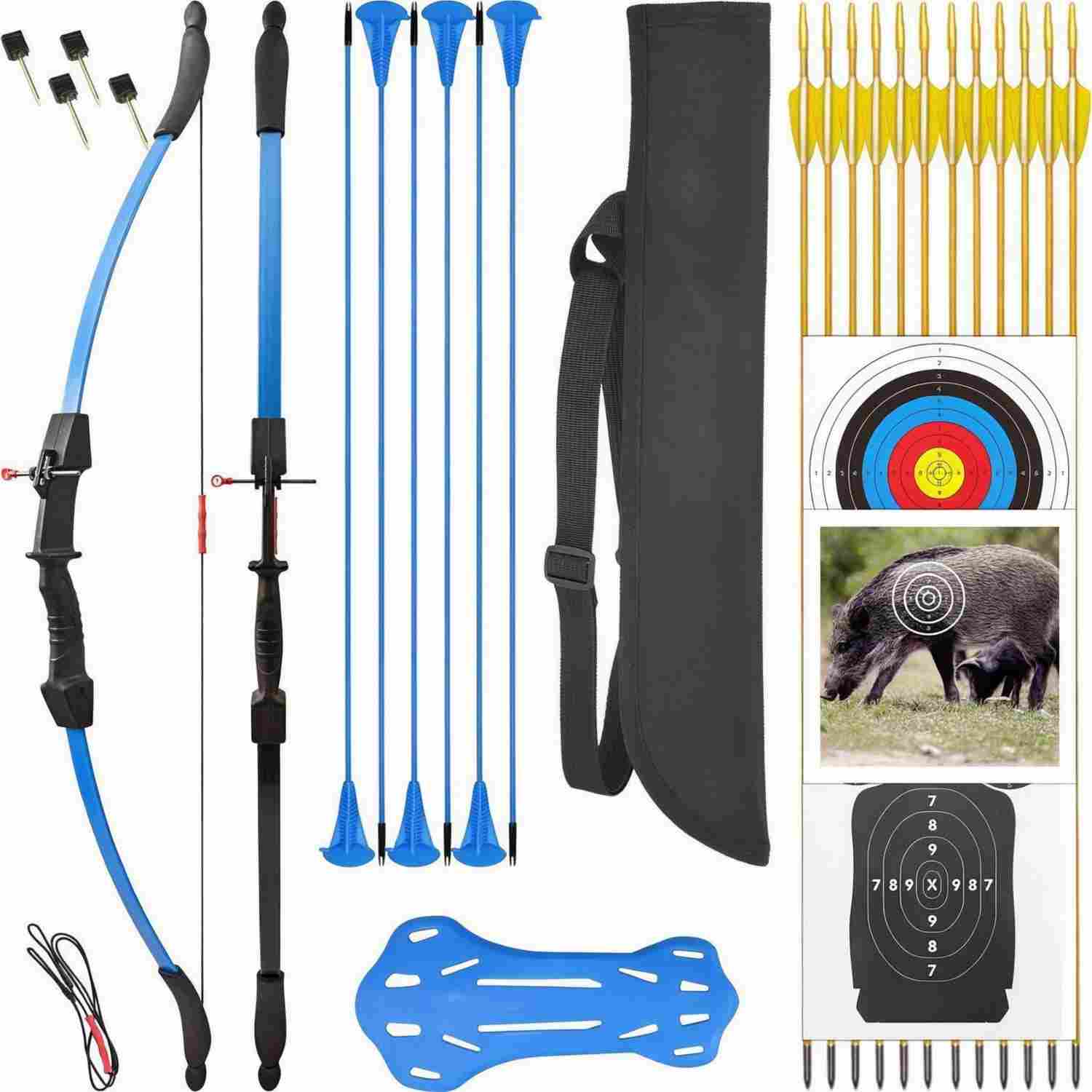 Children Archery Recurve Bow Kit Arrows Shooting Gift for Ages 4-16