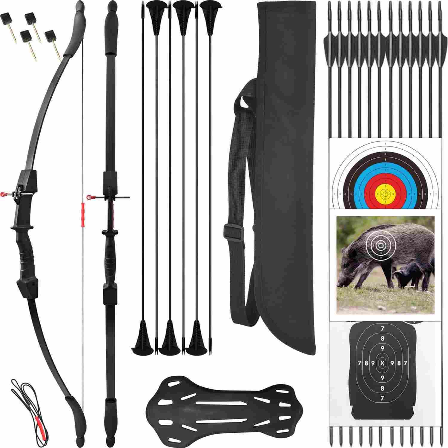 Children Archery Recurve Bow Kit Arrows Shooting Gift for Ages 4-16