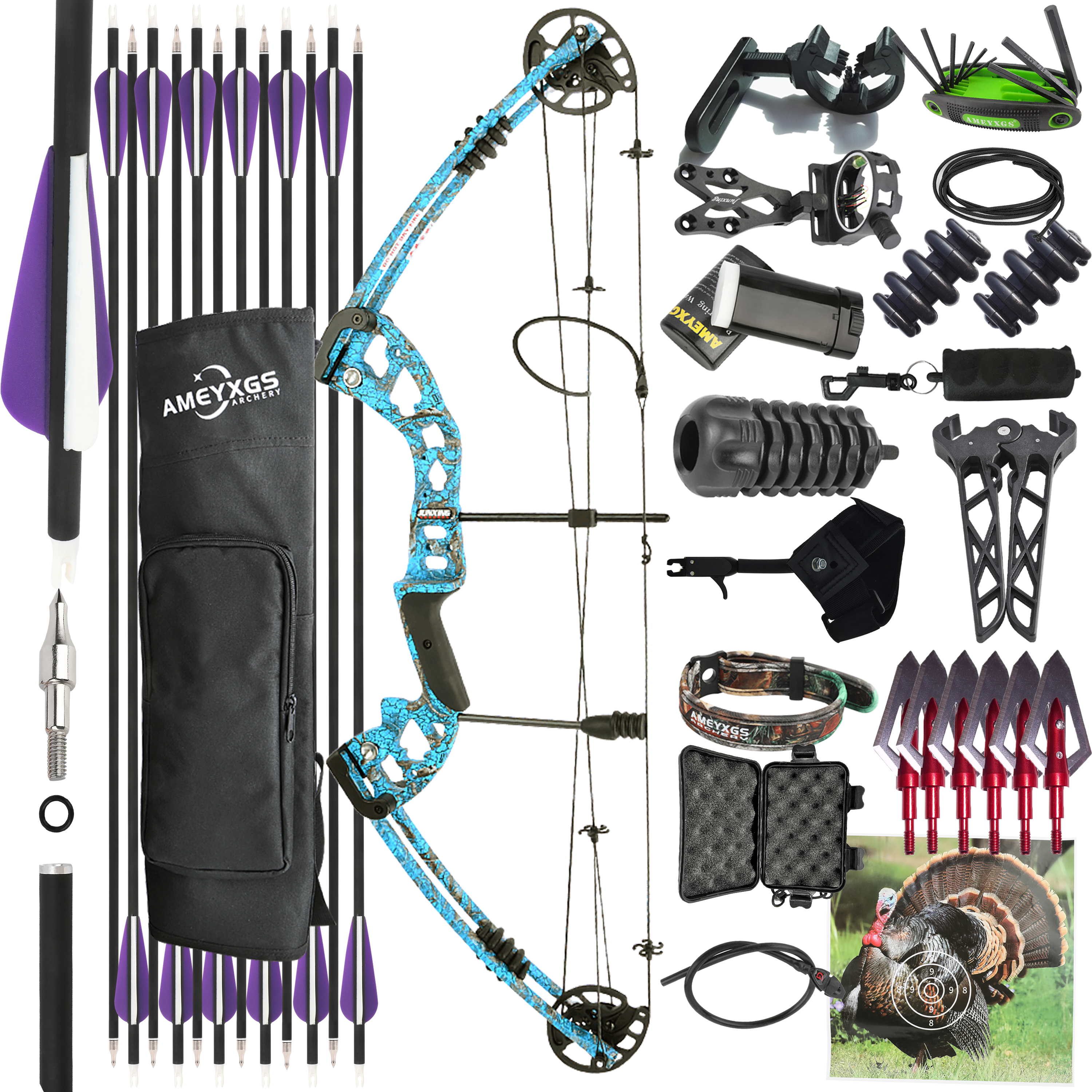 JUNXING Battleship Compound Bow Complete Hunting Bow Set 30-55lbs