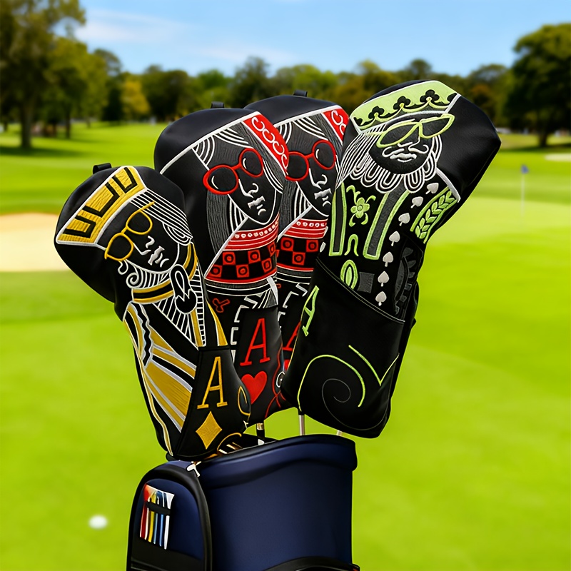 Poker Design Golf Wooden Head Covers Bright Colors Club Protectors