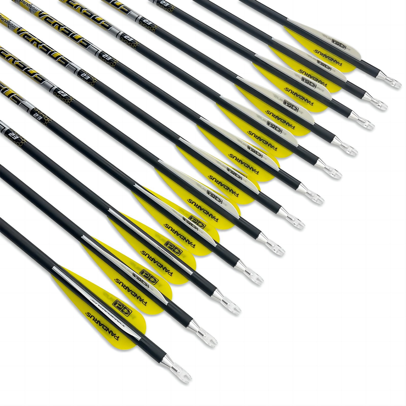 PANDARUS VERSUS V23 Pure Carbon 8mm Indoor Target Arrows ± .0015" (12 Pack)-CHN Archery