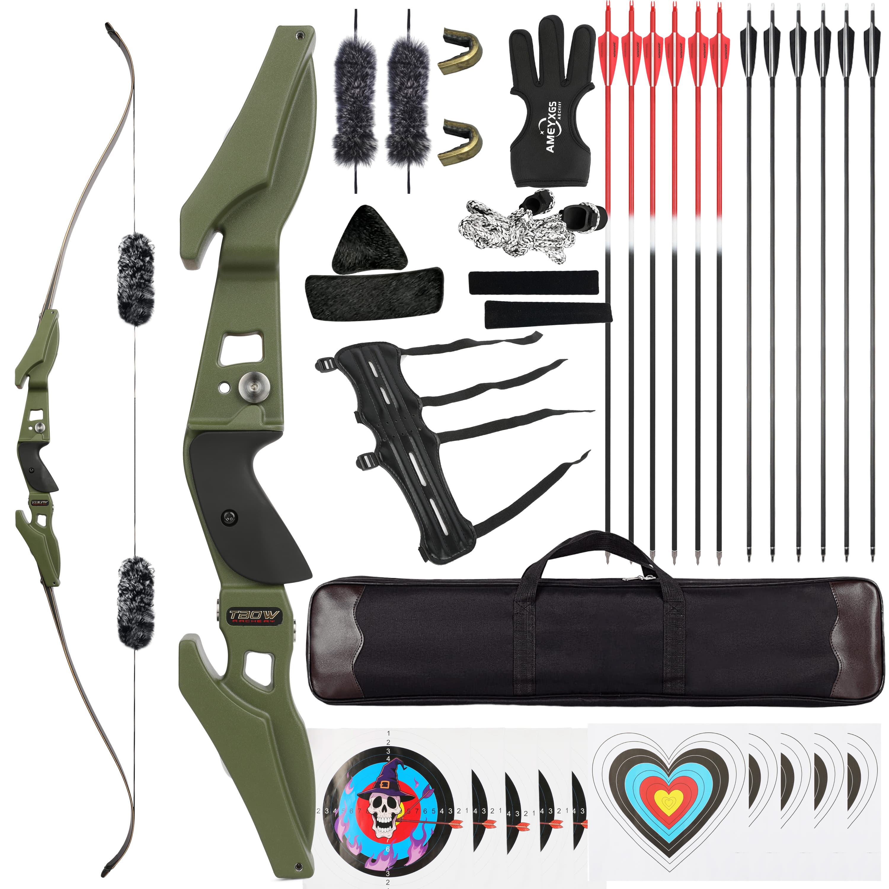 TBOW B3 ILF Takedown Recurve Bow 62" 25-65lbs Complete Package