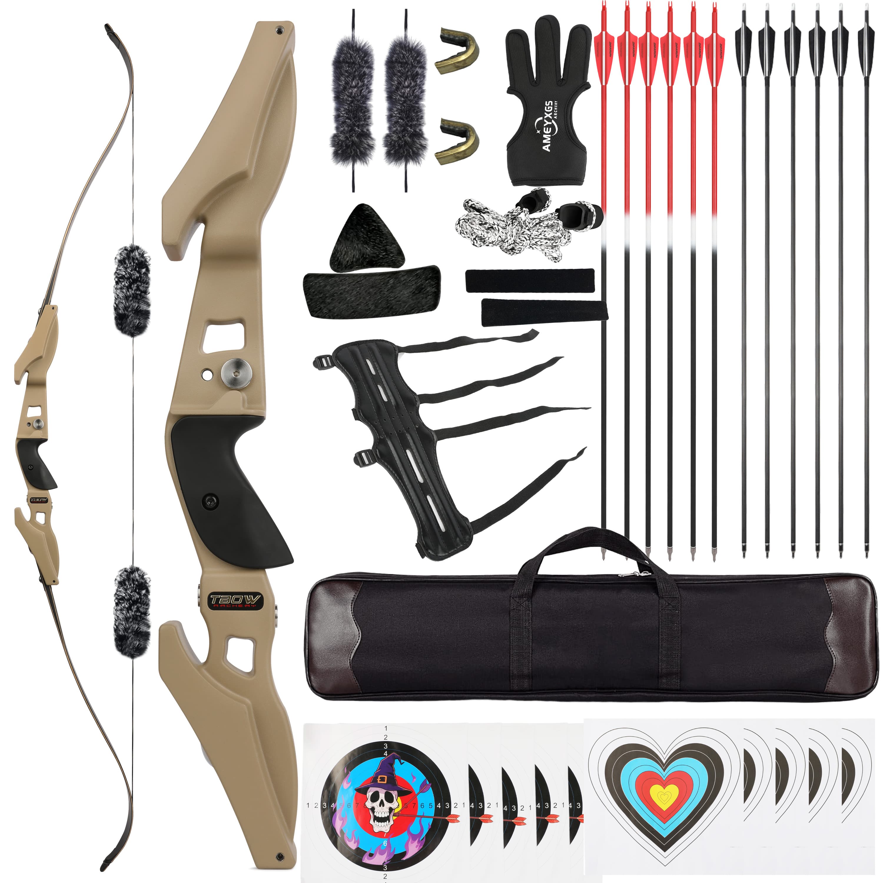 TBOW B3 ILF Takedown Recurve Bow 62" 25-65lbs Complete Package