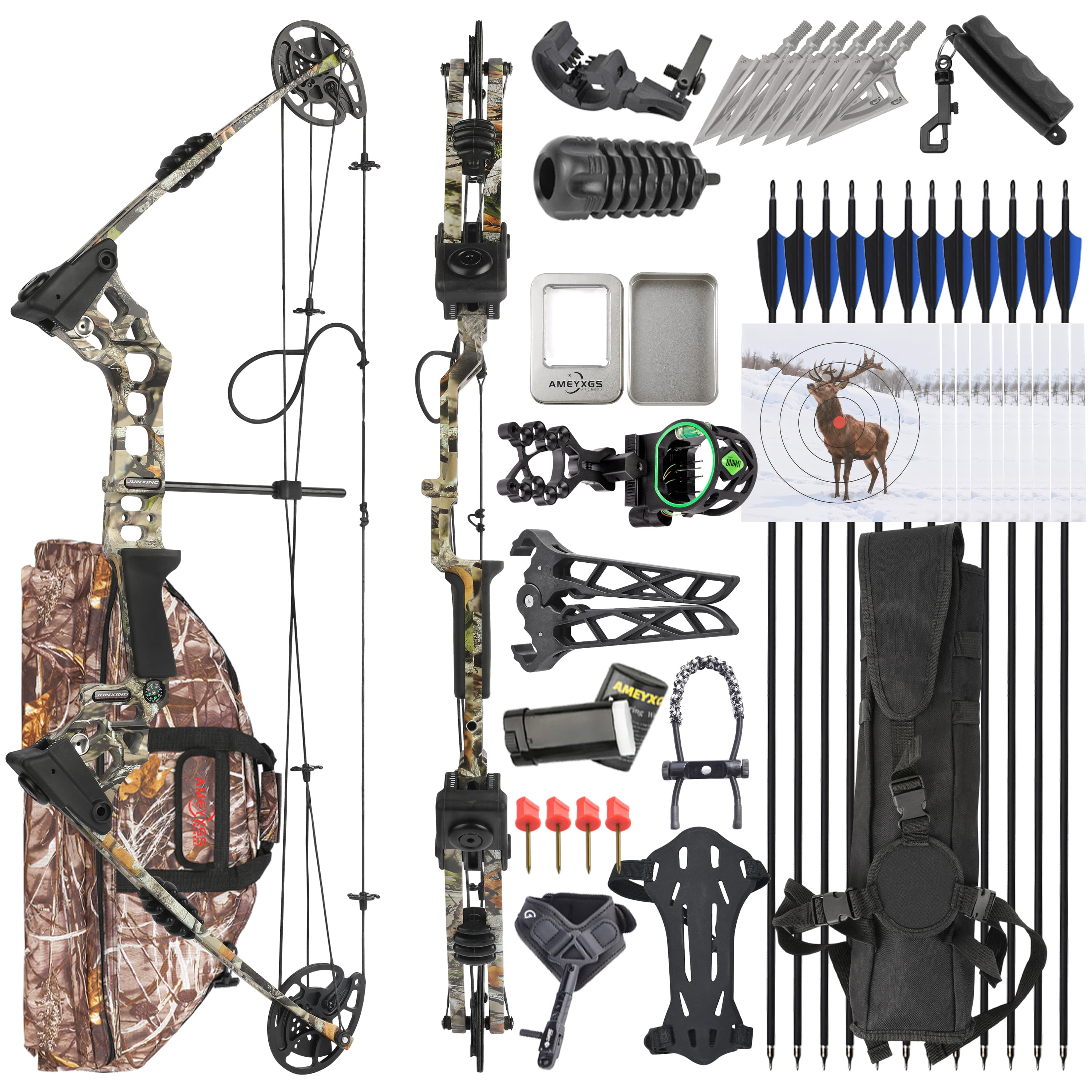 Archery 20-70lbs Compound Bow Kit Hunting IBO320fps L/RH