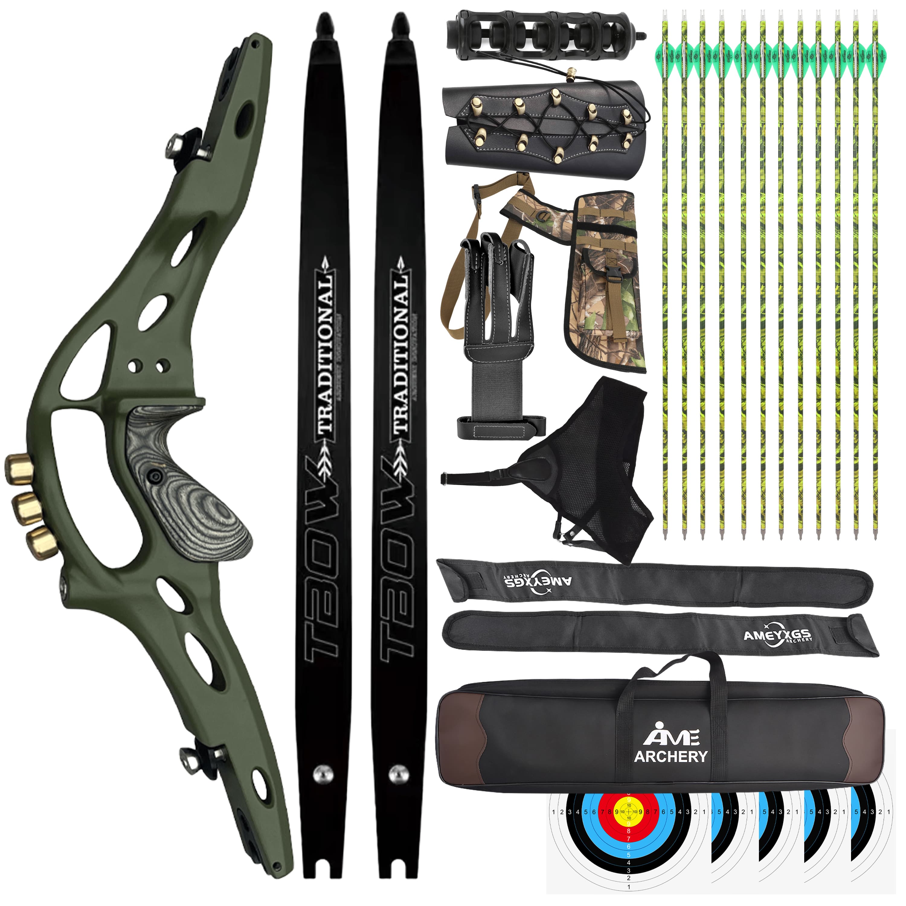 JUNXING 62" ILF Recurve Bow 30-60# American Hunting @28"