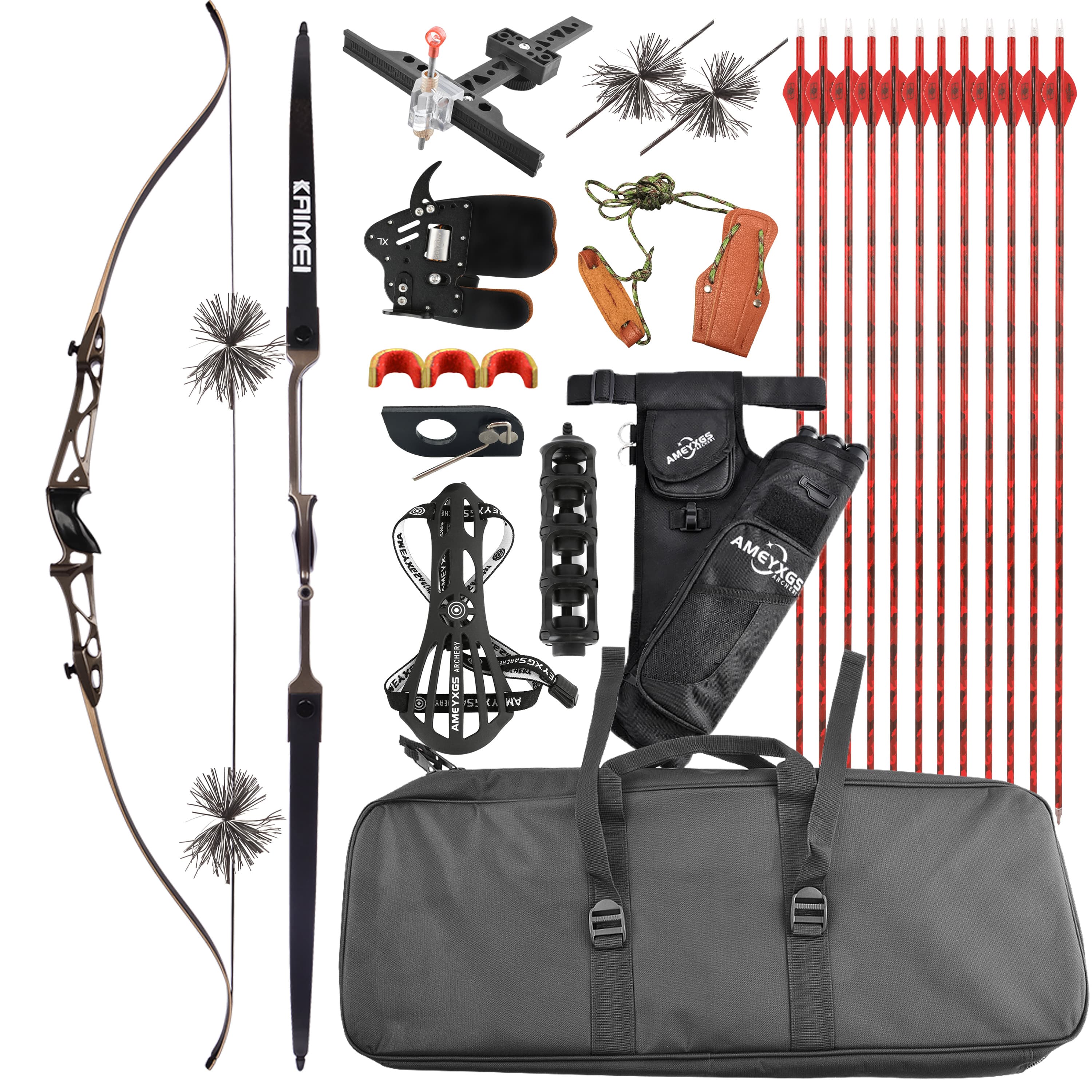 KAIMEI 66" 68" 70" Competition Recurve Bow Kit Target 12-40# @28"