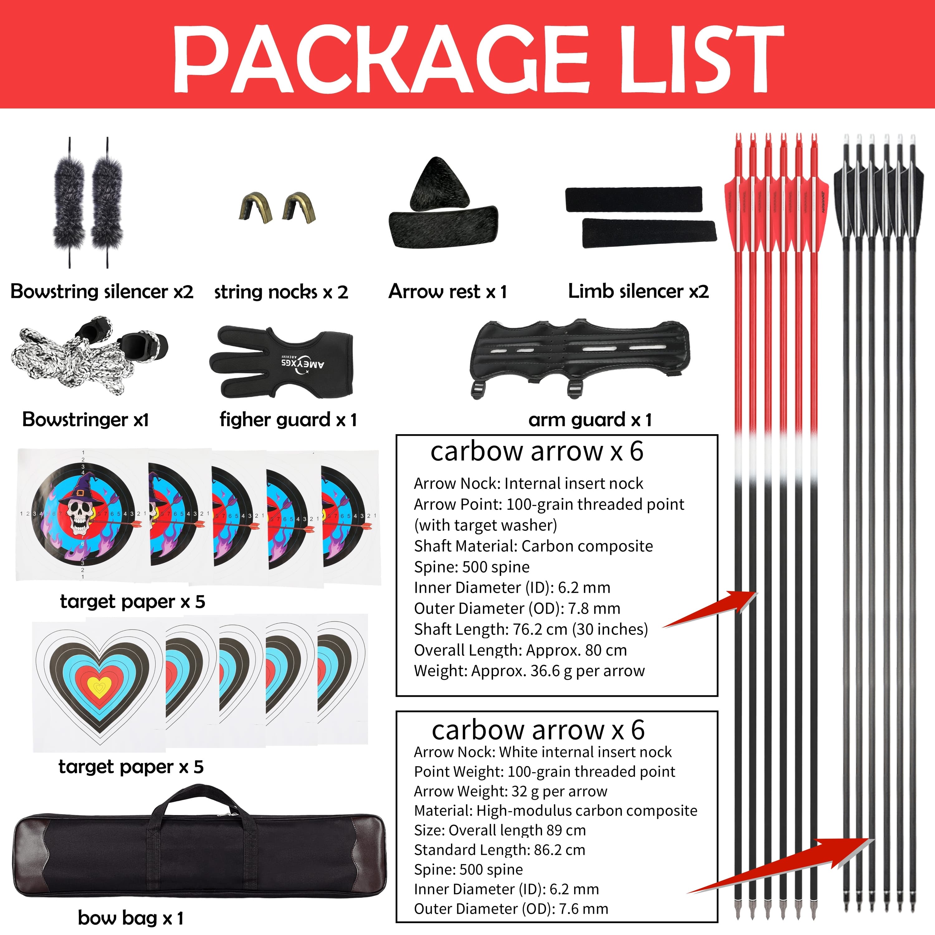 TBOW B3 ILF Takedown Recurve Bow 62" 25-65lbs Complete Package