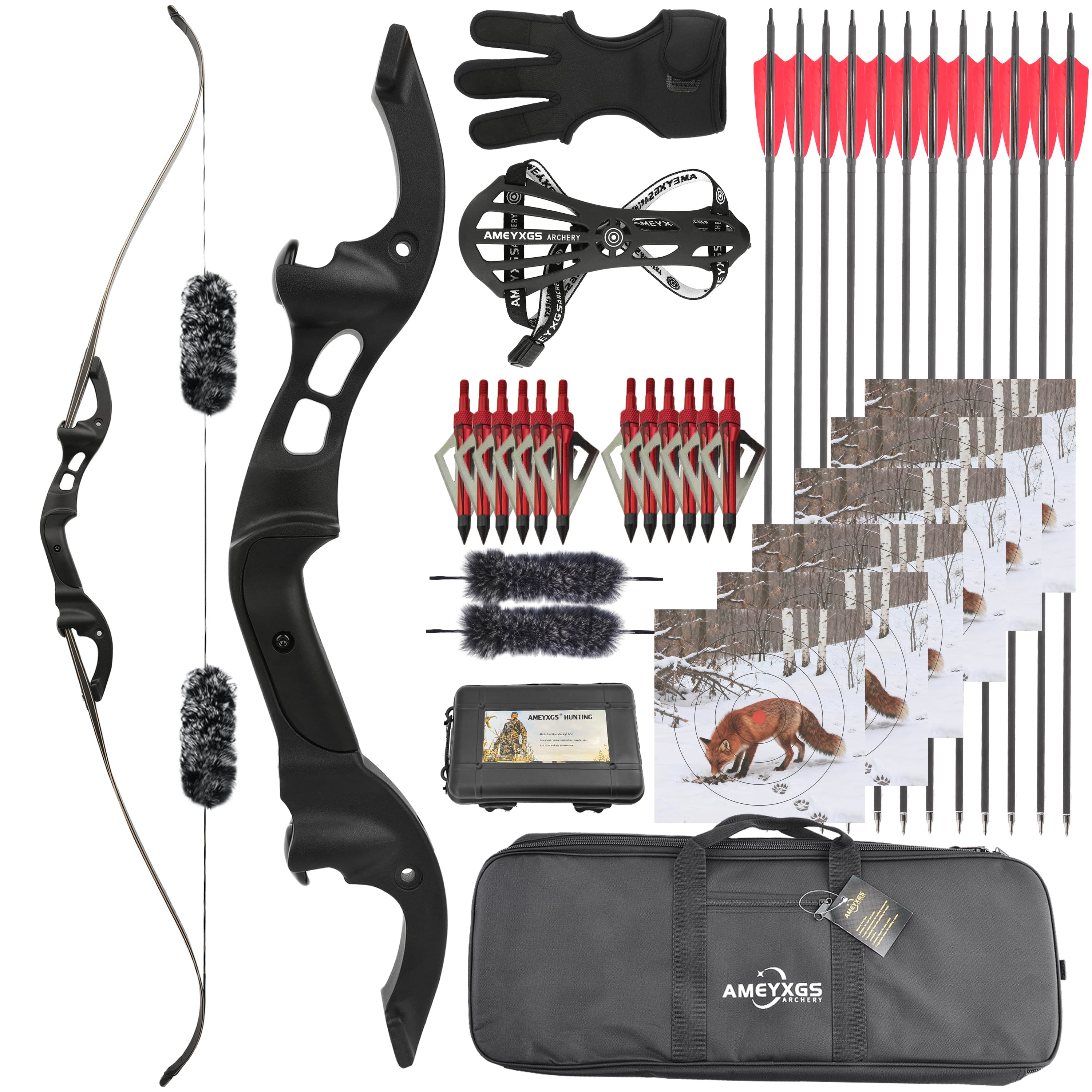 TBOW H3 Traditional Hunting Takedown Recurve Bow Kit 25-60 lbs