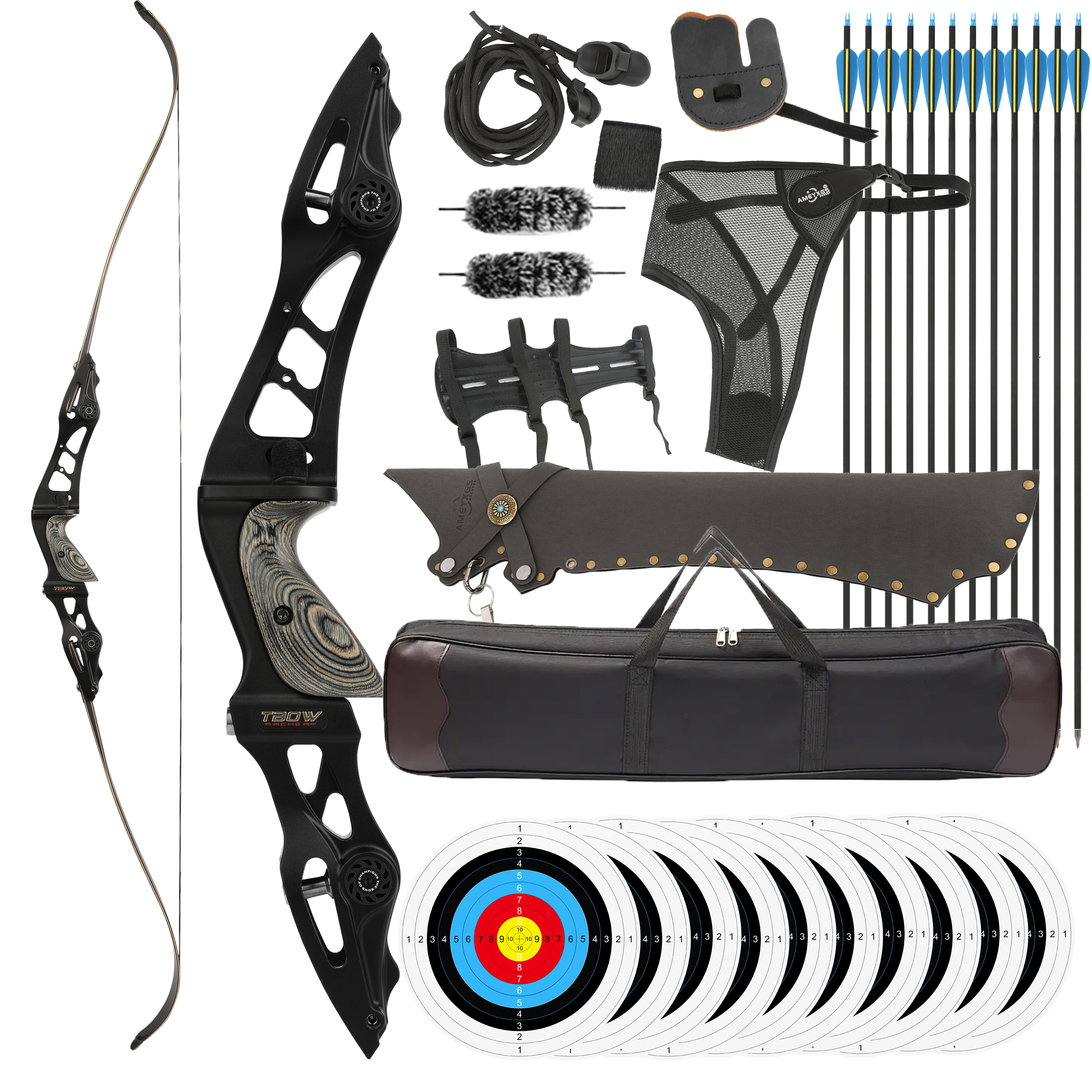 62" Archery Recurve Bow 25-60lbs Longbow RH Hunting