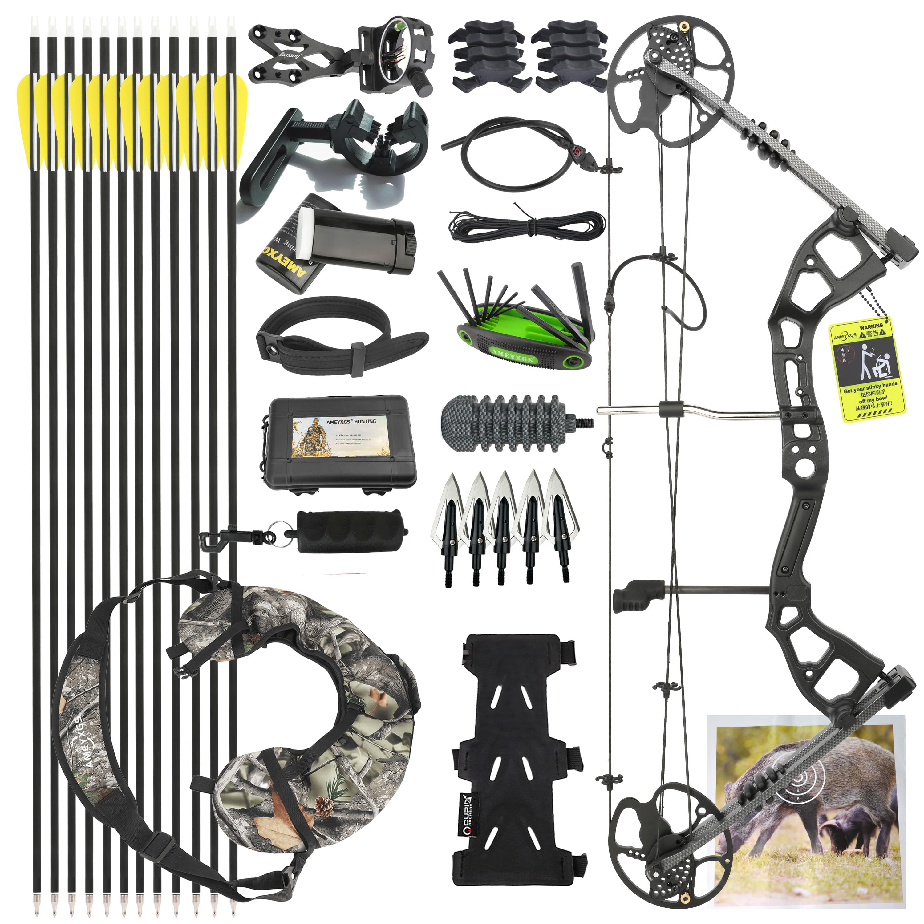 JUNXING M193 Hunting Compound Bow KIT for Adults 0-70 lbs
