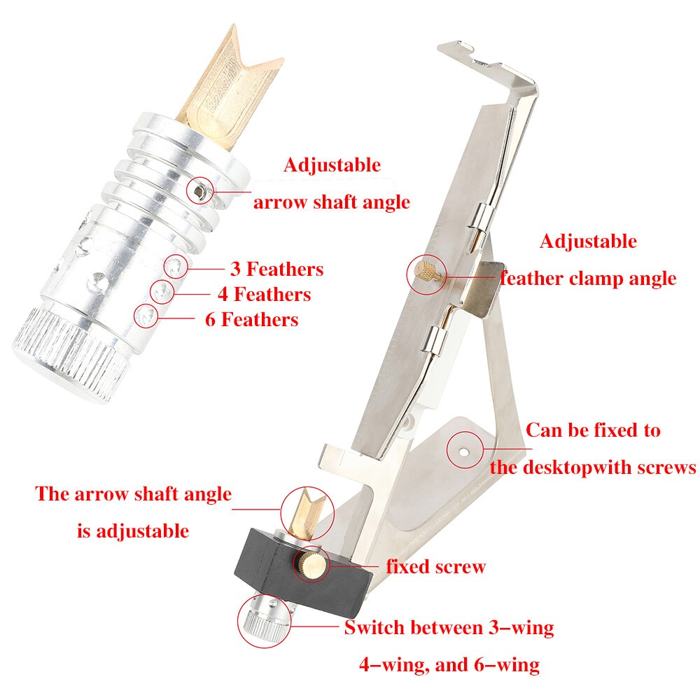 Archery Adjustable Arrow Fletching Jig with Clamp Arrow Building Tool