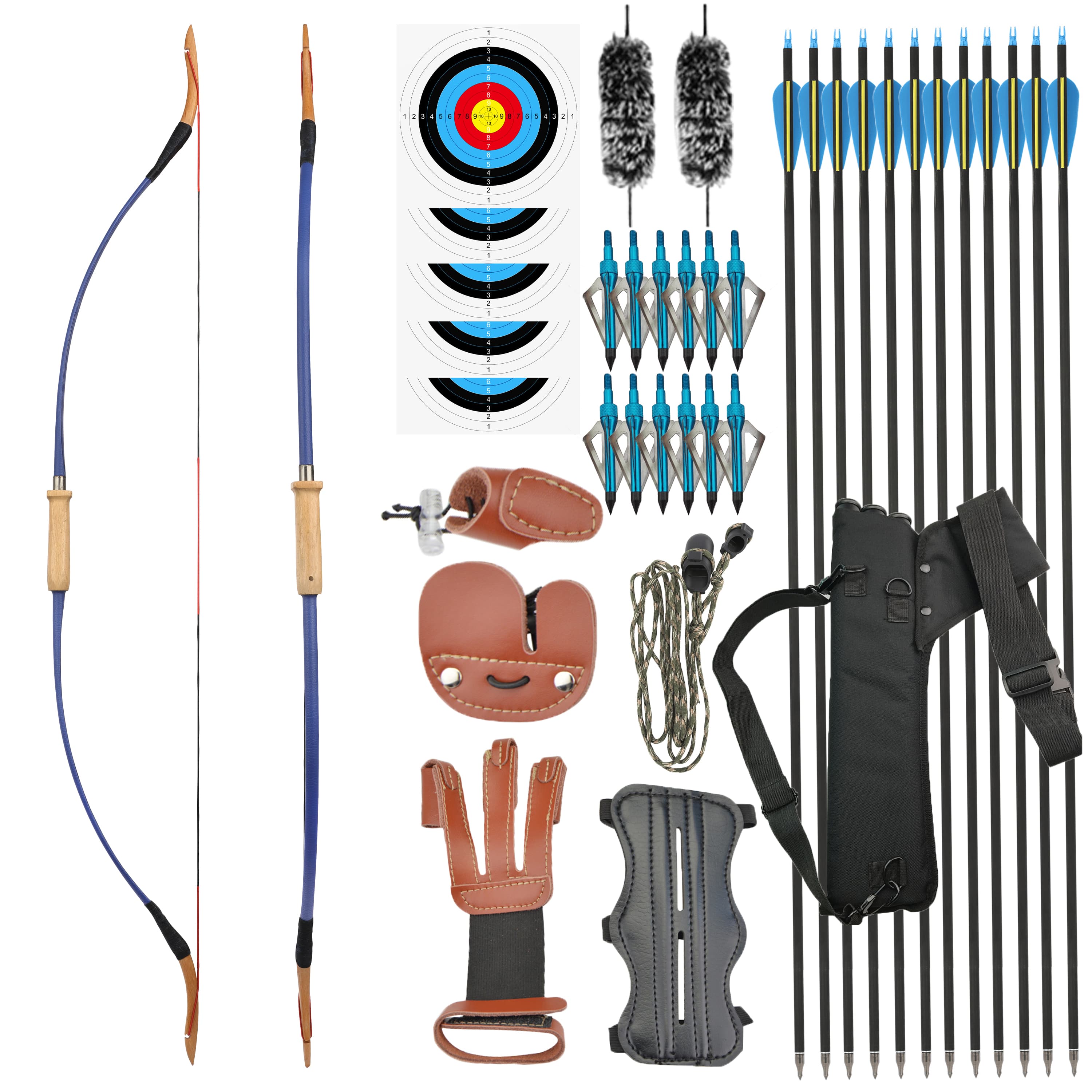 20-40lbs Archery Traditional Bow 53" Takedown Hunting Bow L/RH