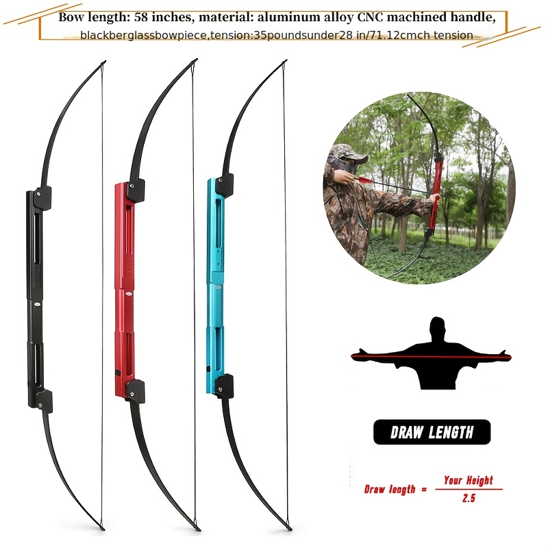58" Folding Takedown Recurve Bow Aluminum Alloy Hunting Bow 35 lbs