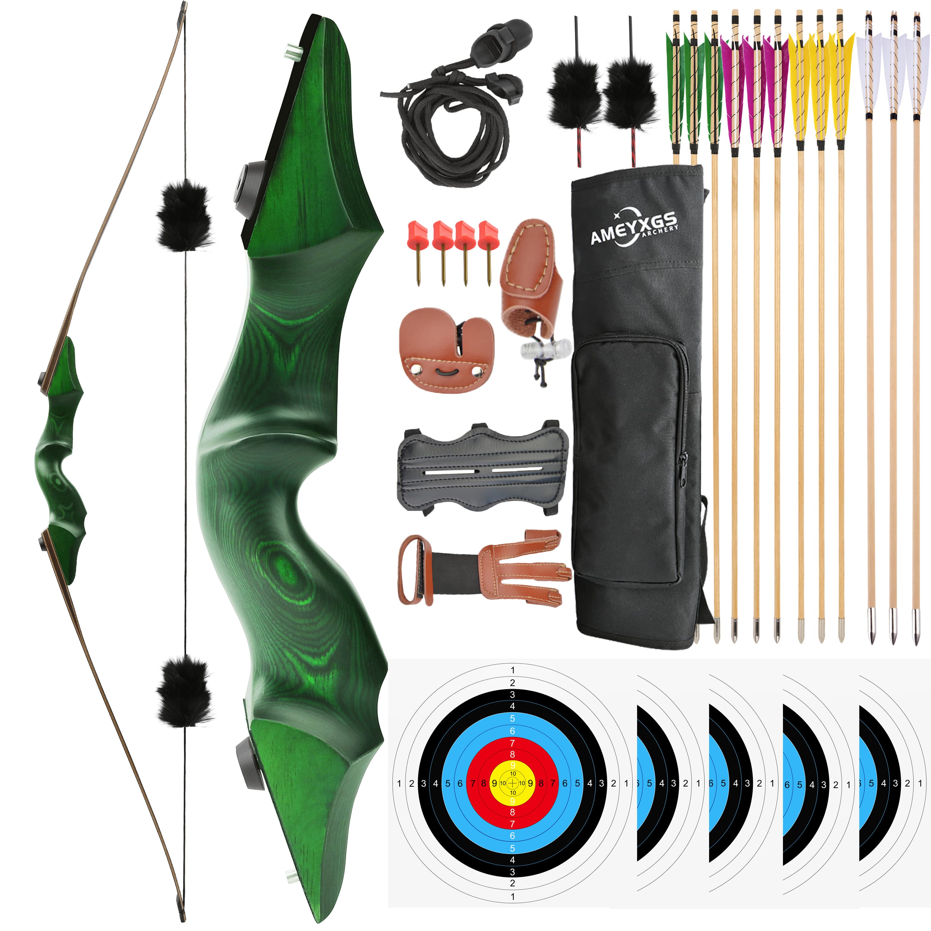 BLACK HUNTER 60" Traditional Longbow Takedown 20-60lbs RH/LH