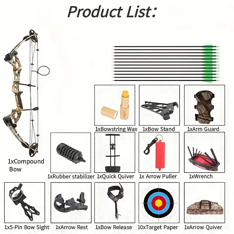 JUNXING Battleship Compound Bow Hunting Bow Set 30-55lbs