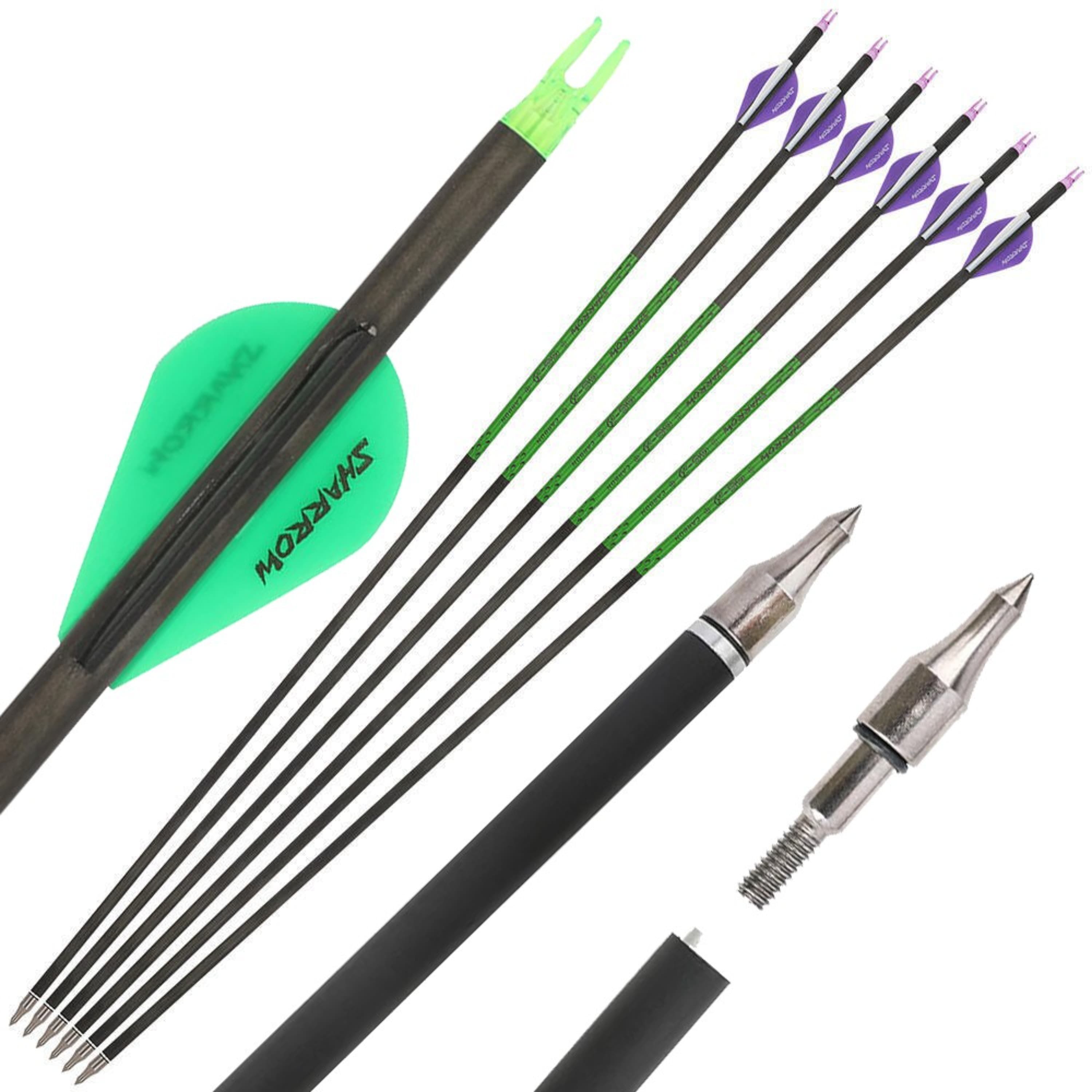 SHARROW 30" Pure Carbon Arrows Recurve Compound Bow Hunting Spine 300-800