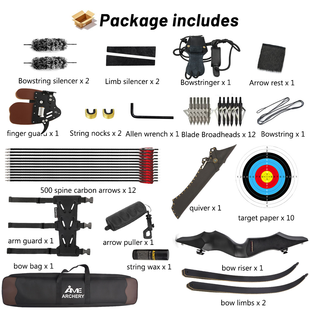 JUNXING F171 58" 60" Recurve Hunting Bow 25-65 lbs