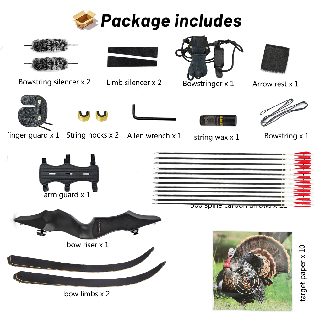 JUNXING F171 58" 60" Recurve Hunting Bow 25-65 lbs