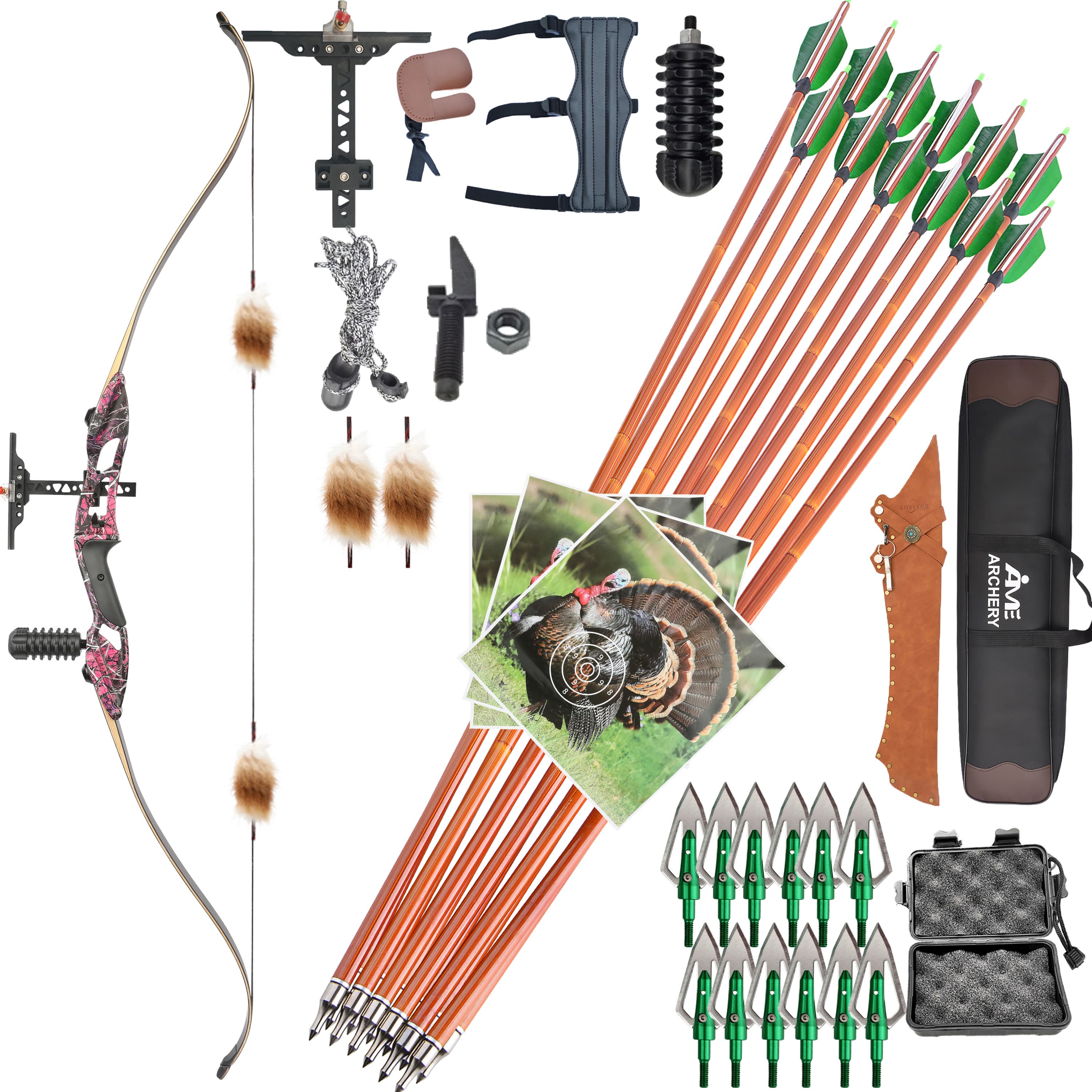 Junxing F179 56" Hunting Recurve Bow Set 20-50lbs