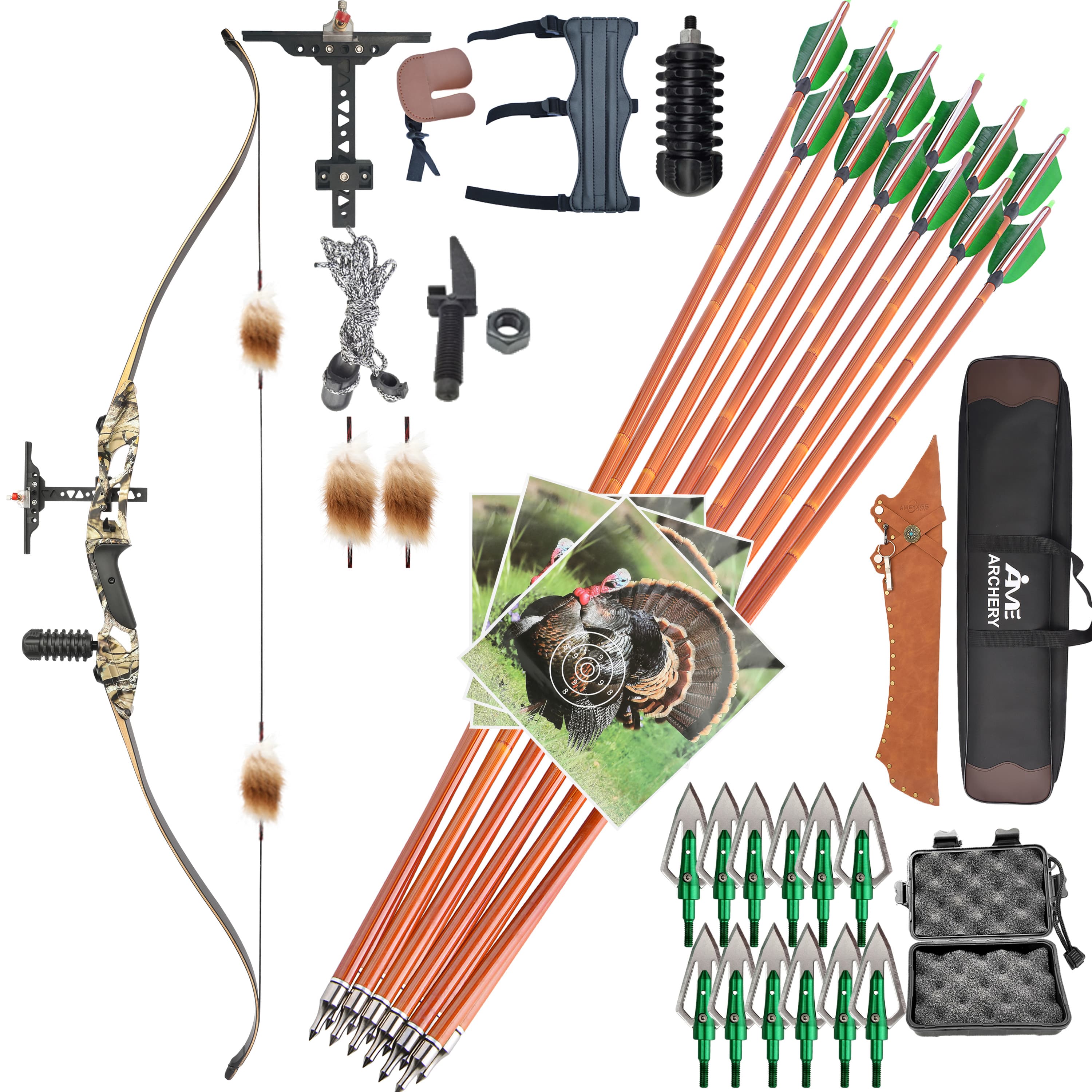 Junxing F179 56" Hunting Recurve Bow Set 20-50lbs