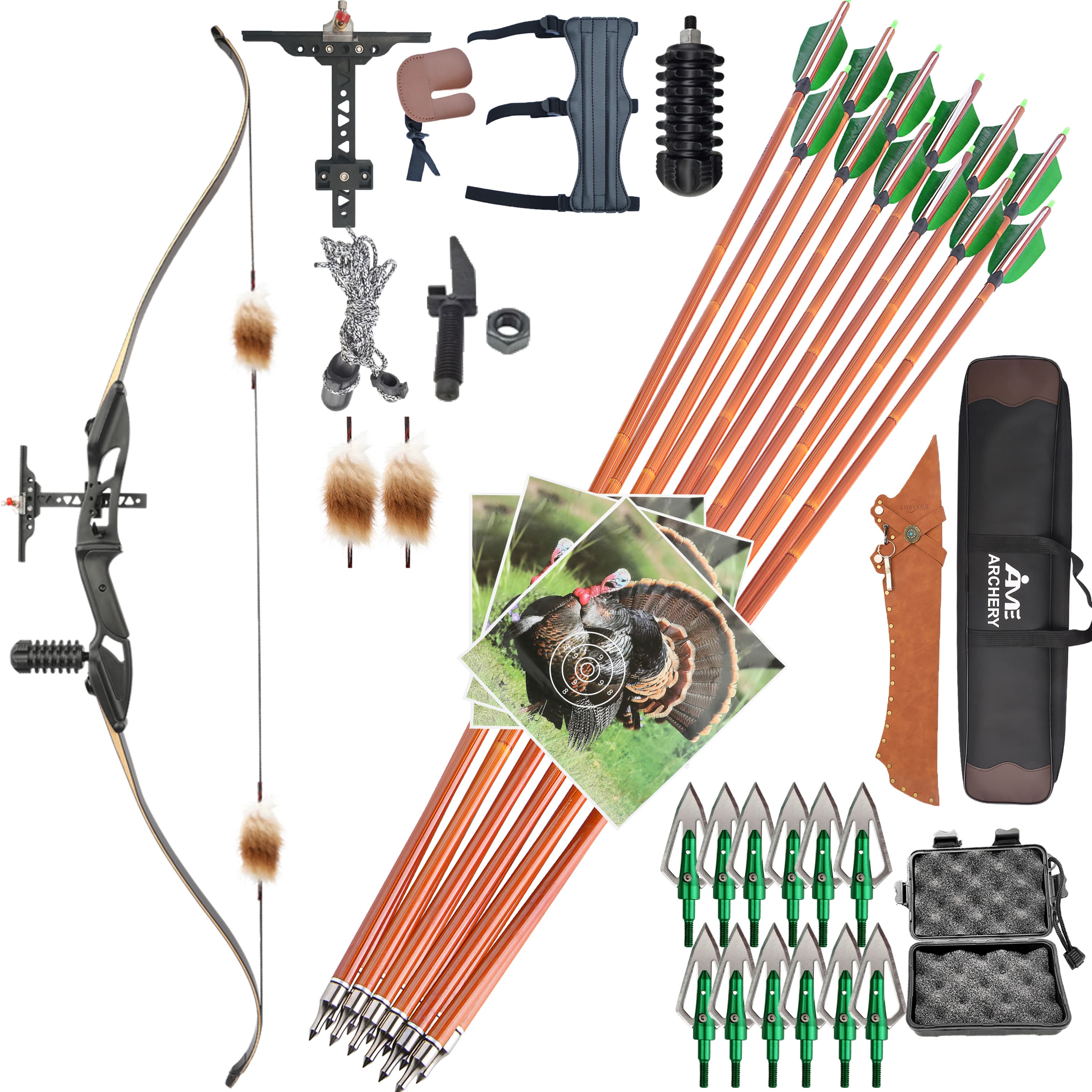 Junxing F179 56" Hunting Recurve Bow Set 20-50lbs