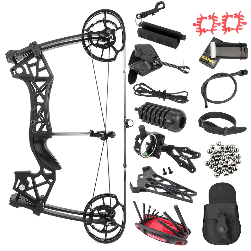 1pc Archery Dual-purpose Composite Bow, 40-65Lbs Adjustable For Both Left And Right Hands, Suitable For Shooting Marbles And Arrows For Beginners And Skilled Archers, Outdoor Hunting Shooting Target Shooting Archery