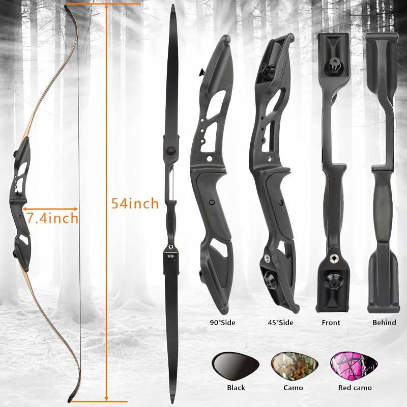 56" Recurve Bow Set Hungting Bow kit for Adult or Beginners Target Practice and Hunting Draw Weight 30/35/40/45/50lbs Aluminium Alloy Takedown Bow and Carbon Arrow Set for RH Archer
