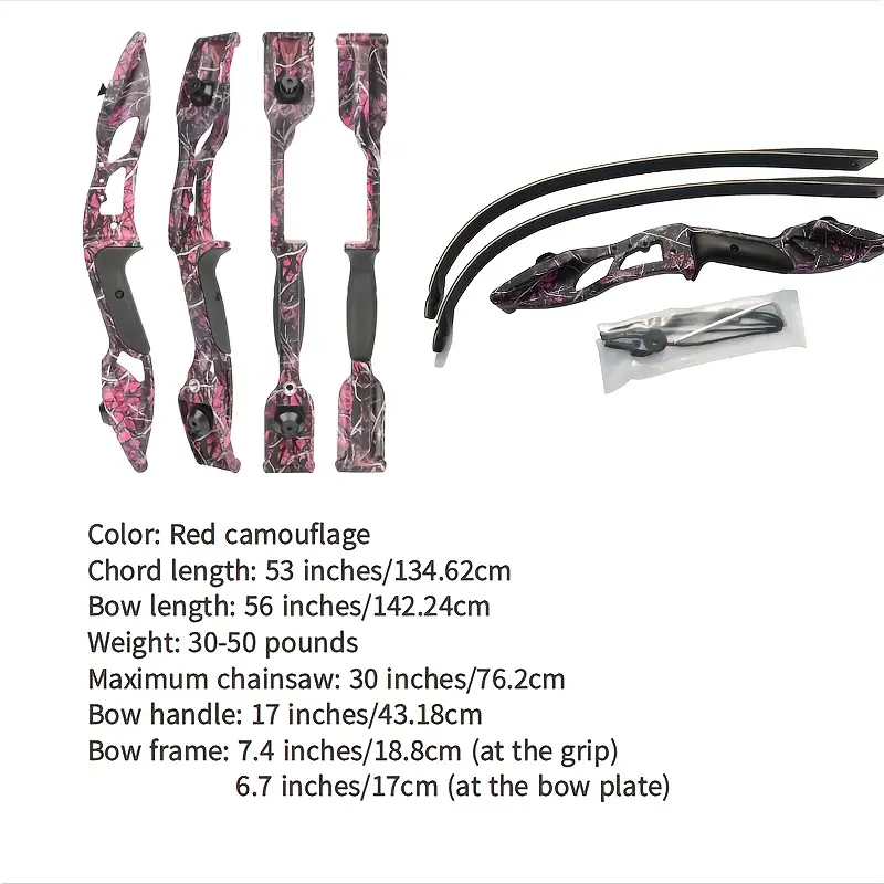 JUNXING F179 56" Recurve Bow Takedown Hunting Bow 50 lbs