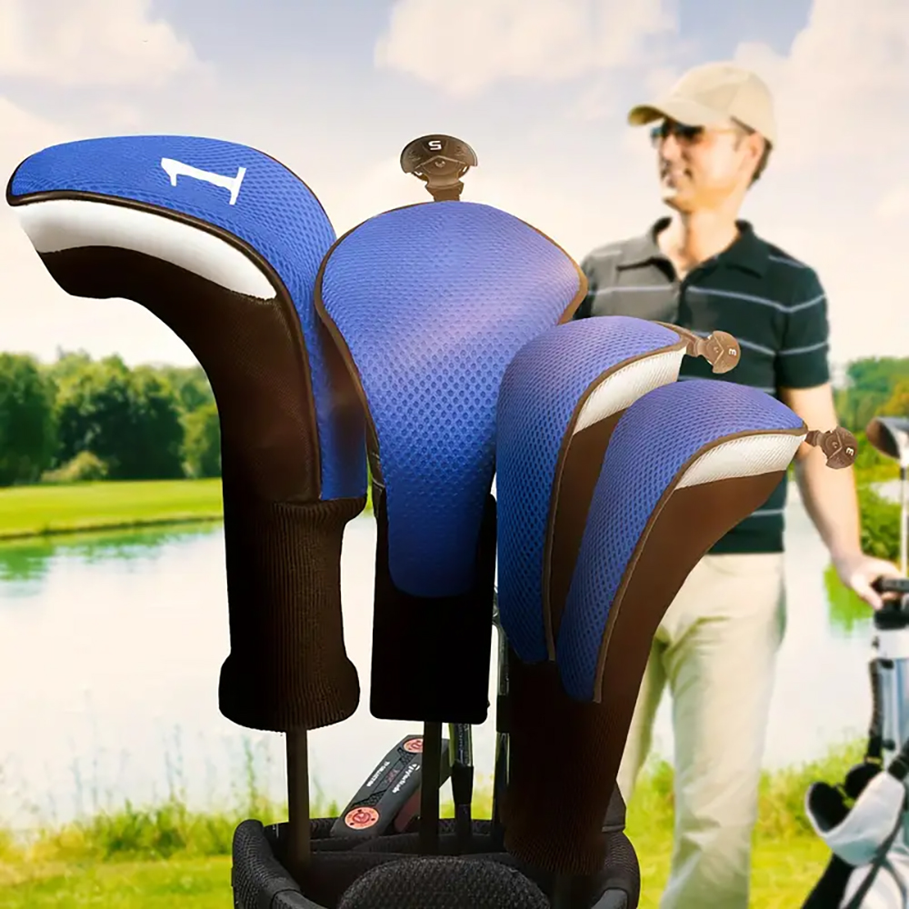 Golf Club Head Cover Set Driver Fairway Hybrid Headcovers Tags Protection