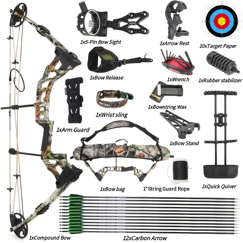 JUNXING M121A Compound Hunting Bow for Adult 0-70 lbs