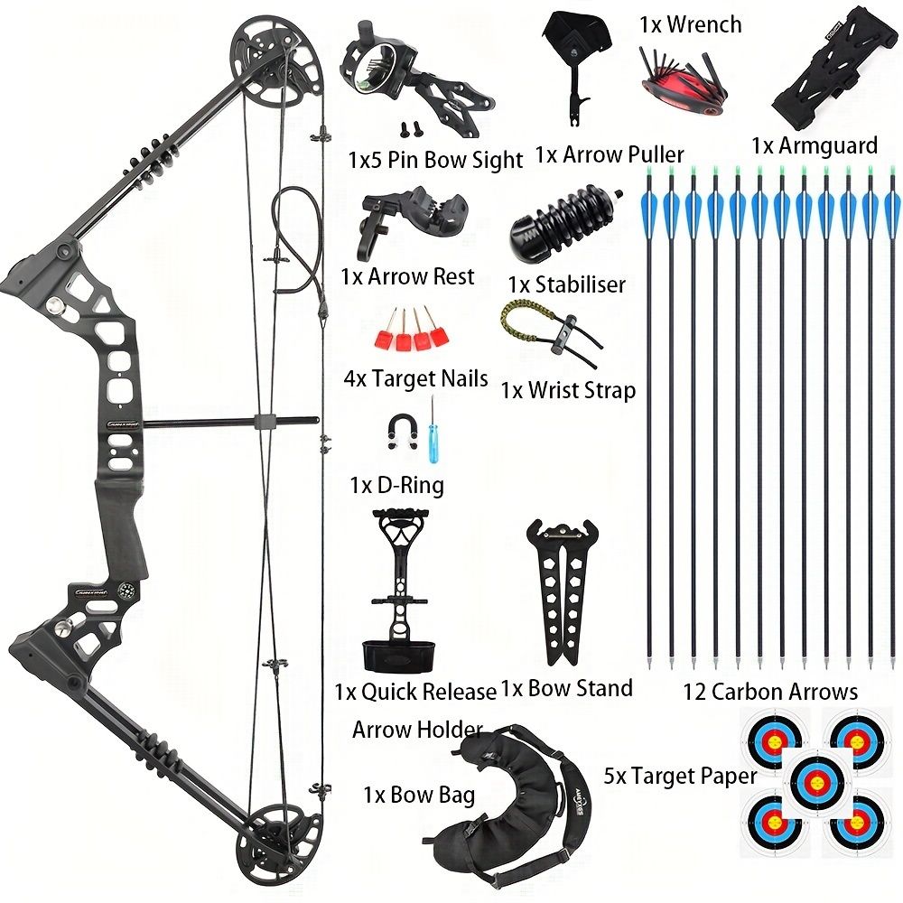 JUNXING Dragon X8 Compound Bow Complete Hunting Package 20-70 lbs