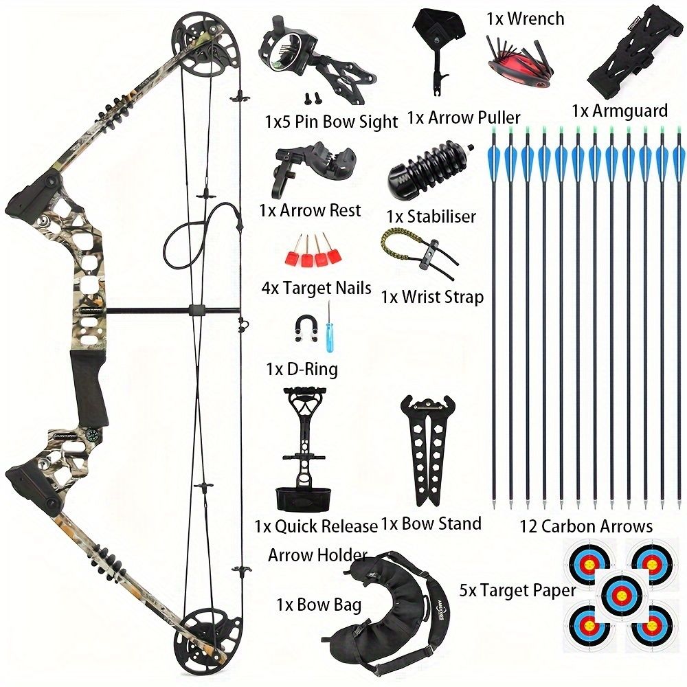 JUNXING Dragon X8 Compound Bow Complete Hunting Package 20-70 lbs