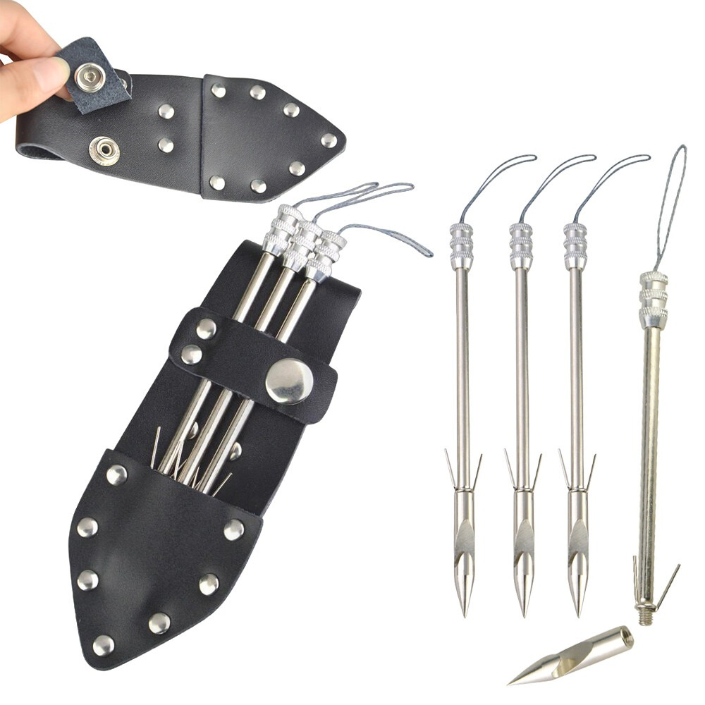 6X Bowfishing Darts Arrowhead Slingshot Catapult Tips Quiver