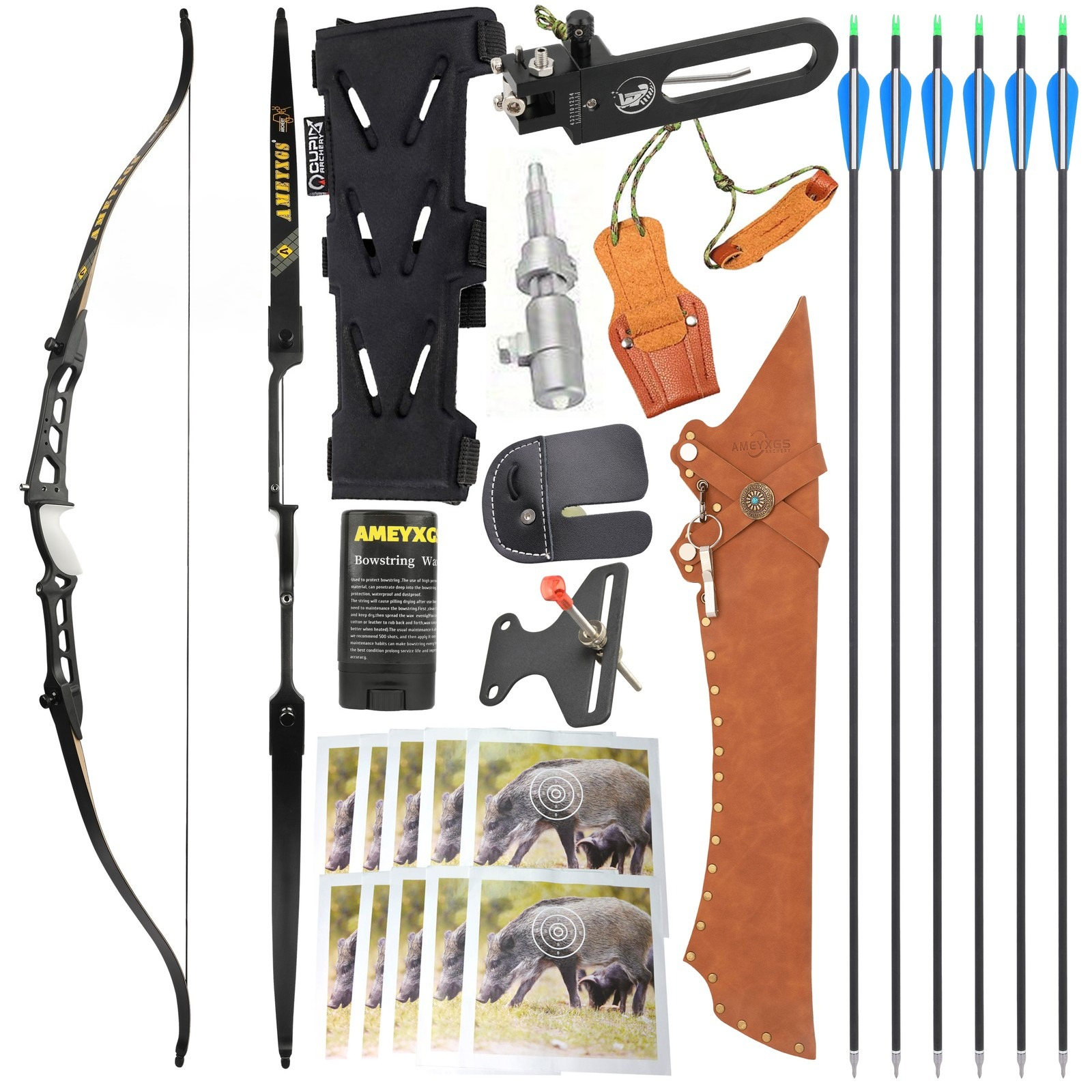 68" Competition Target Recurve Bow, 36lbs Takedown Archery Set