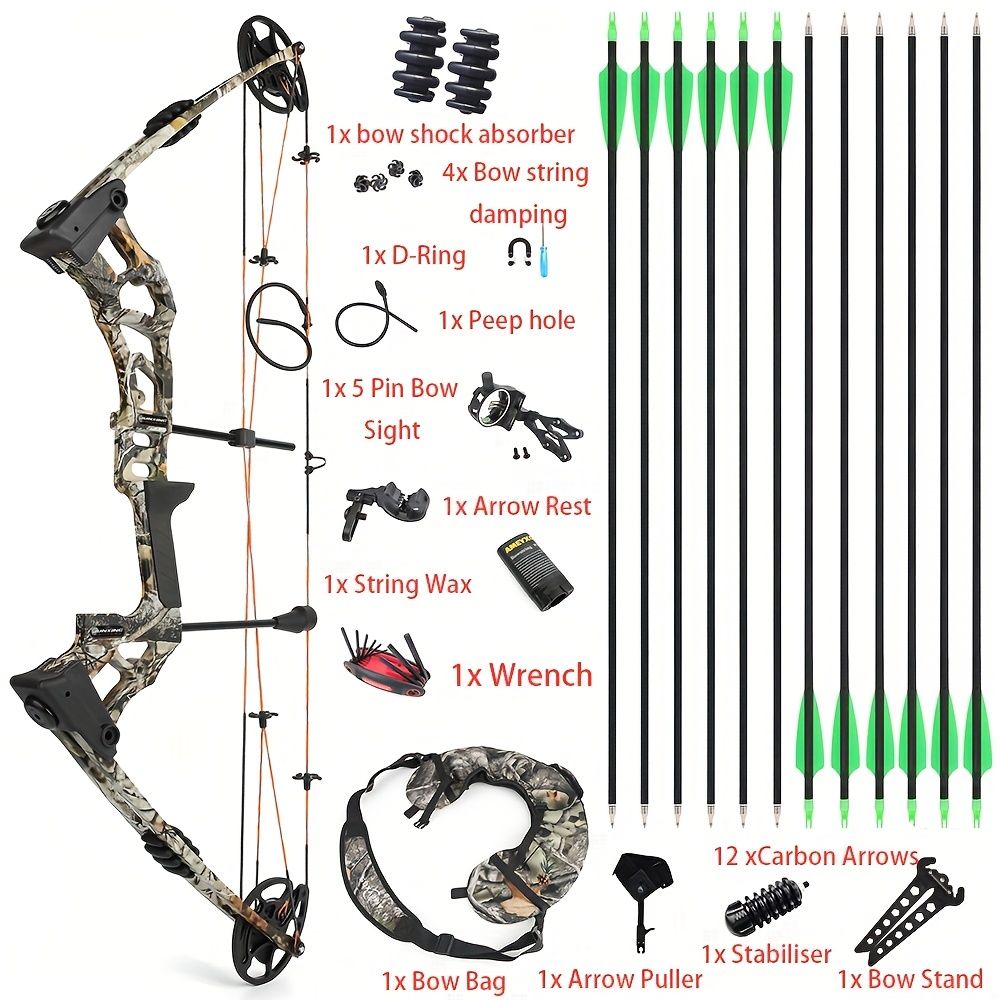 JUNXING M121A Compound Hunting Bow Complete Set RH 0-70 lbs