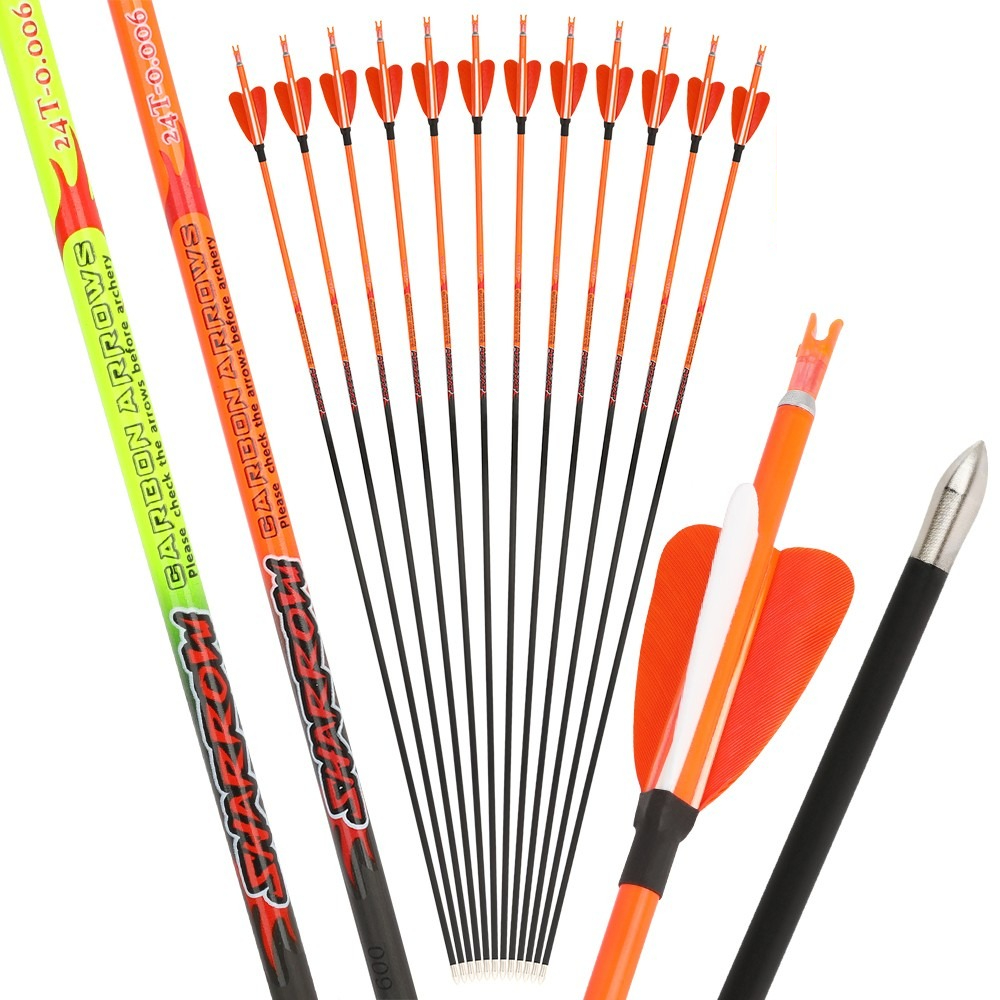 32" Pure Carbon Arrows SP500 4.2mm Tips Recurve Compound Bow Hunting