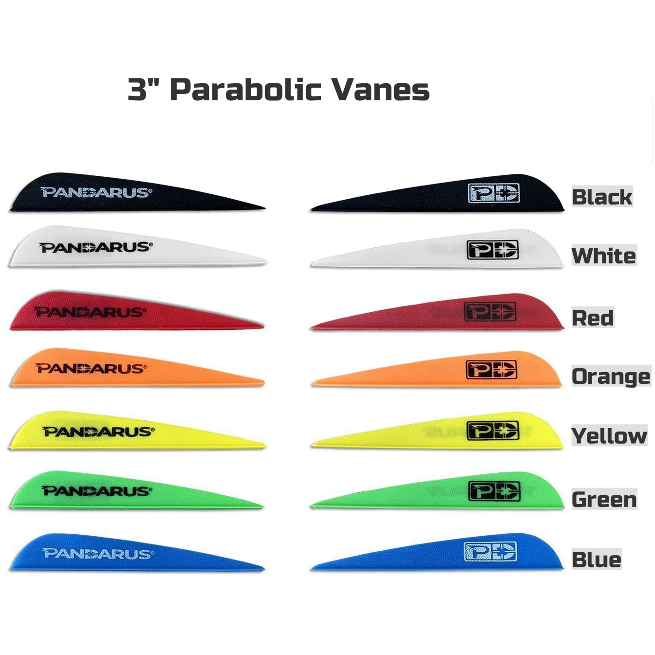 PANDARUS 3" Parabolic Target Archery Vanes (50 Pack)CHN Archery