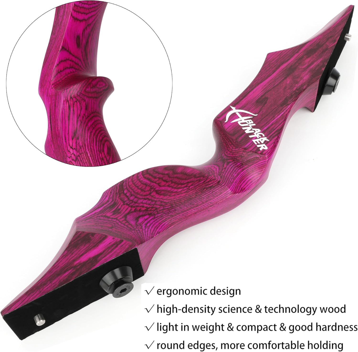 BLACK HUNTER 60" Original Wooden Recurve Bow 25-60 lbs RH/LH