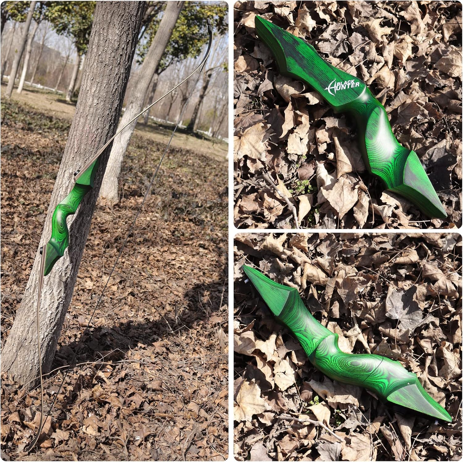 BLACK HUNTER 60" Original Takedown Wood Recurve Bow 25-60 lbs